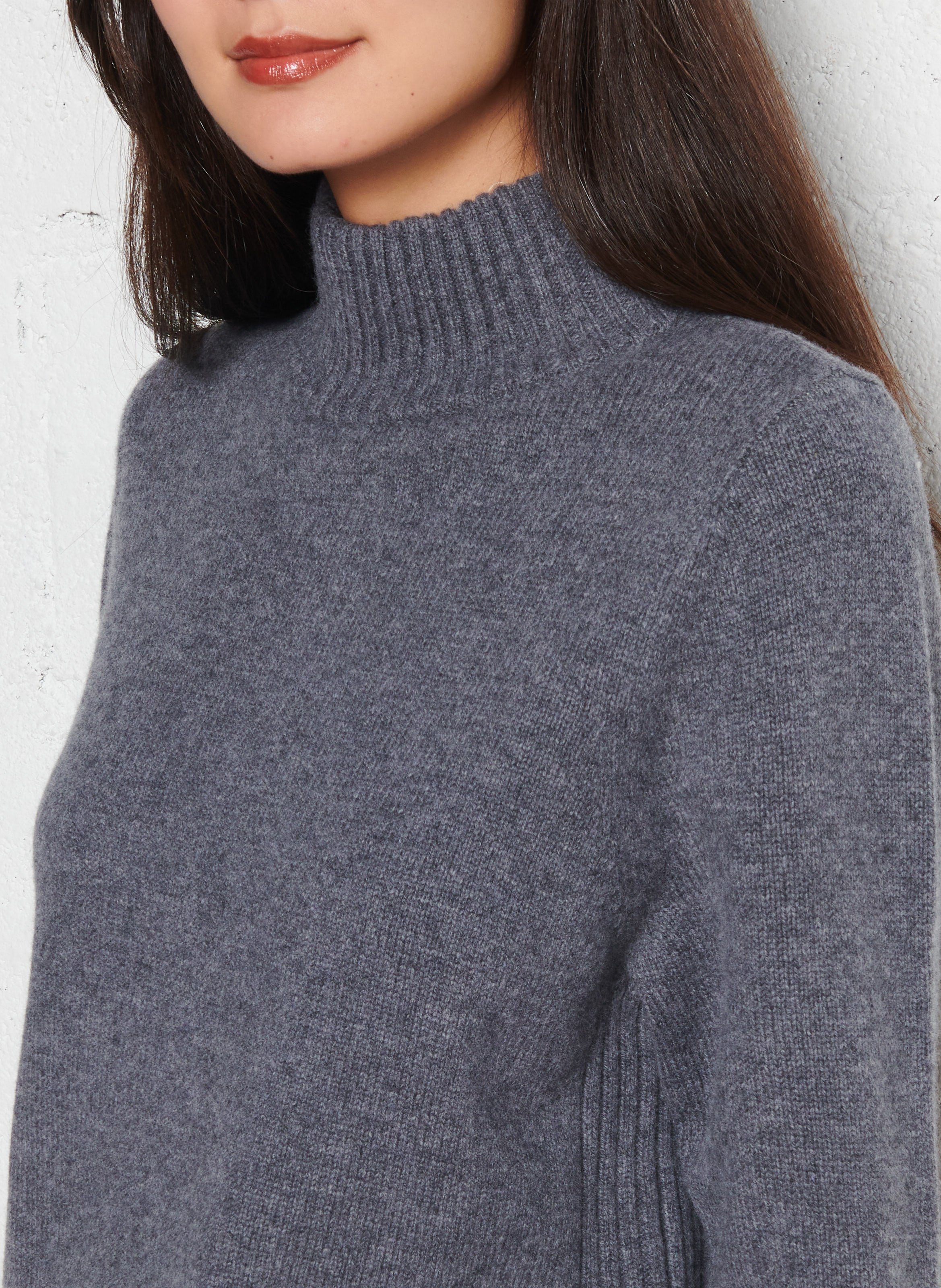 Merino wool regular fit sweater with high collar PETITE MENDIGOTE Grey