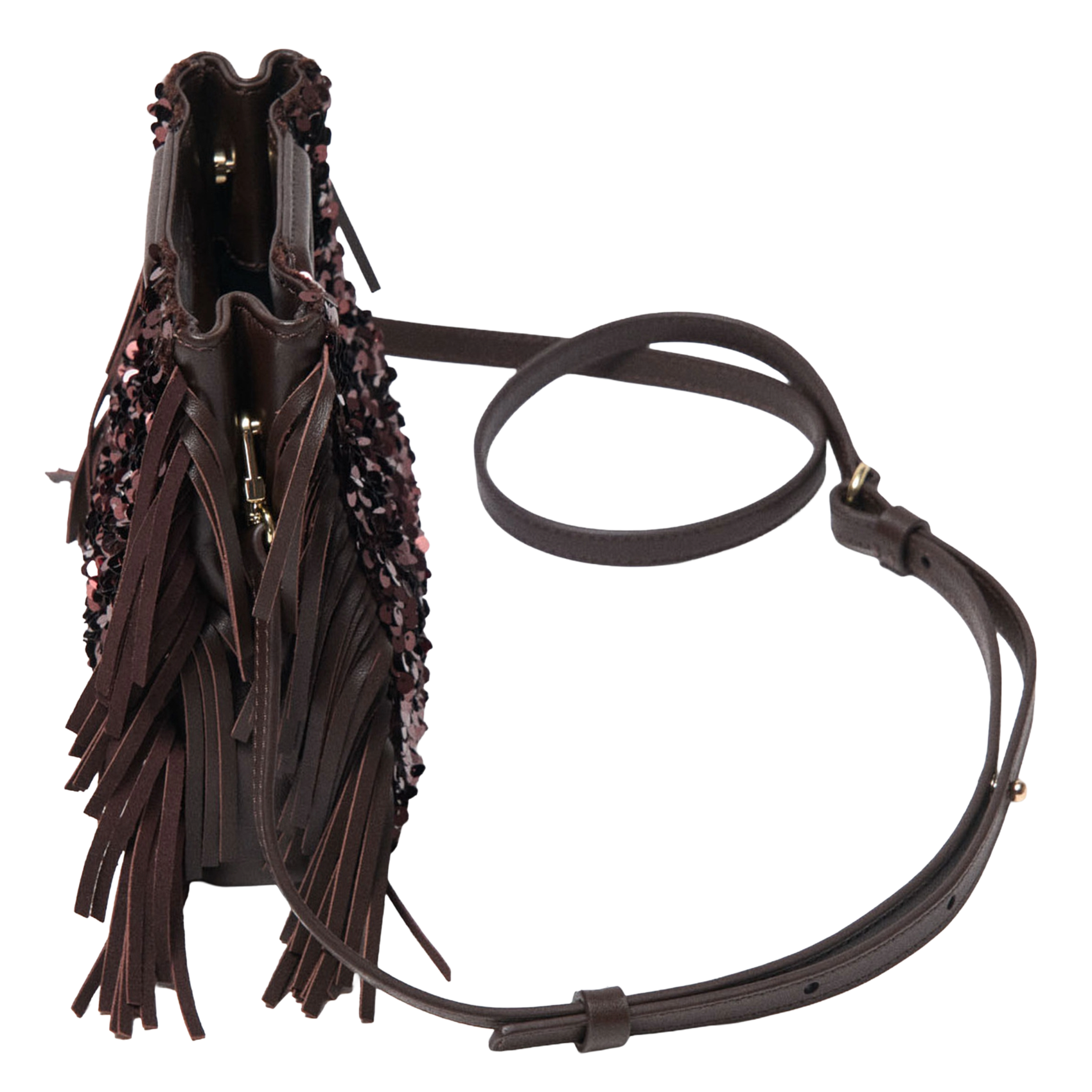 Sac bandoulière à sequins MAJE Marron