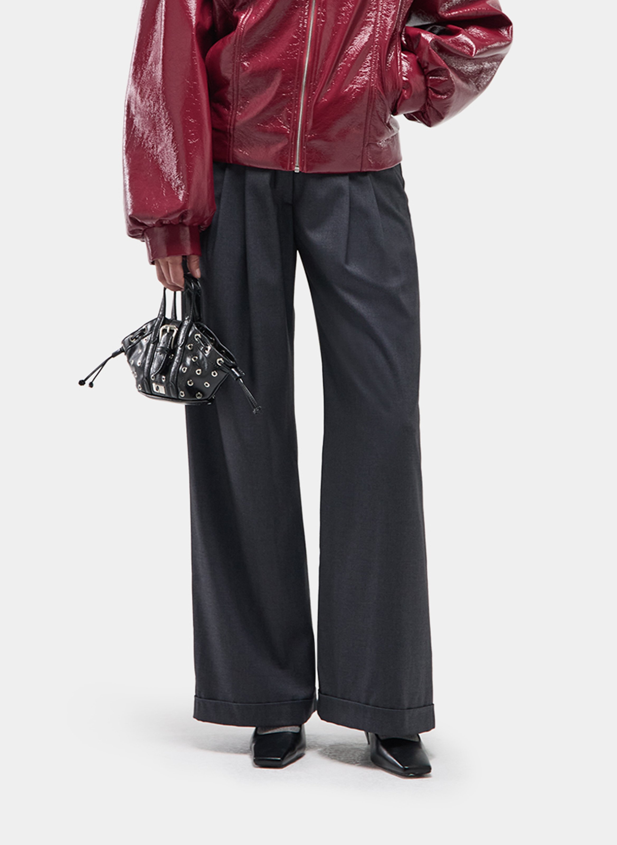 High-waisted straight pleated pants LAAGAM Silver