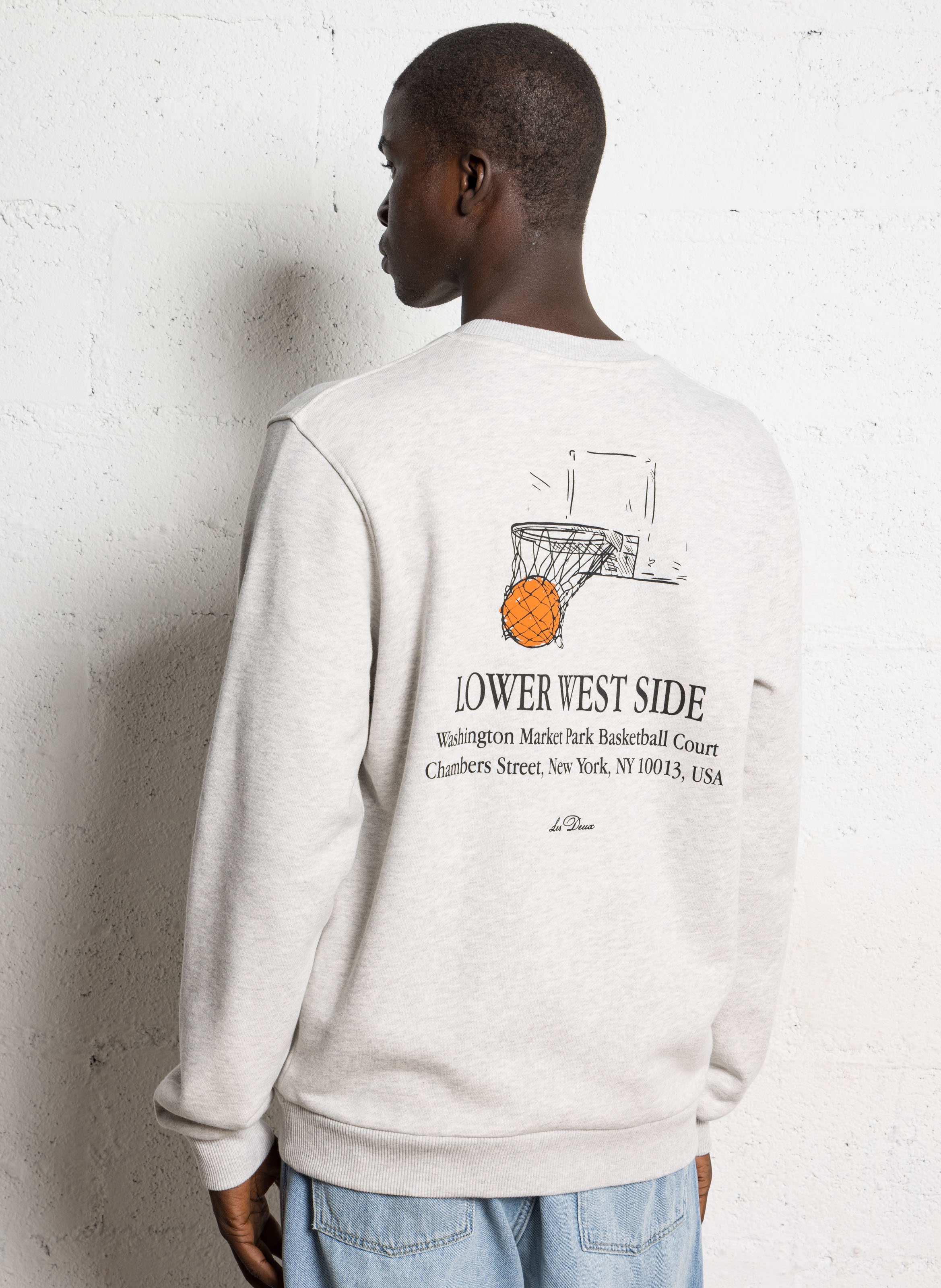 Rechte gemêleerde katoenen trui LES DEUX Grijs