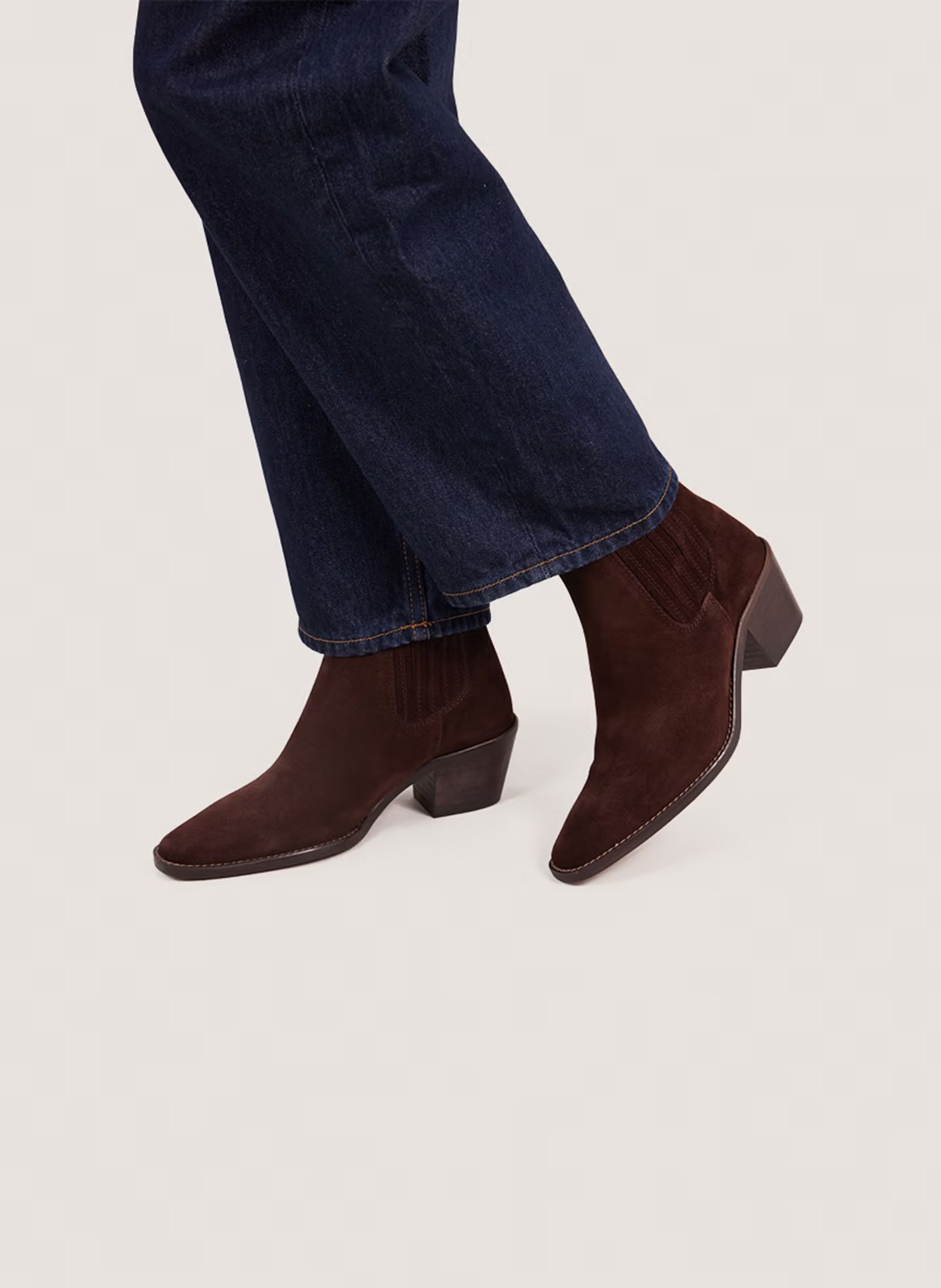 Low suede cowboy boots with medium heel JONAK Brown