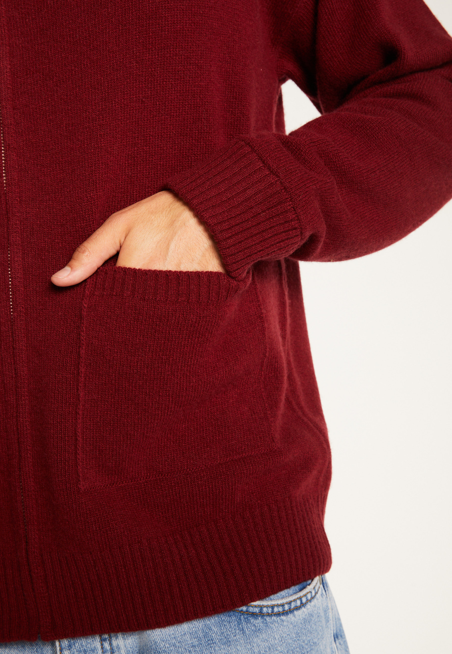 Dual-material wool cardigan MAISON MONTAGUT Purple