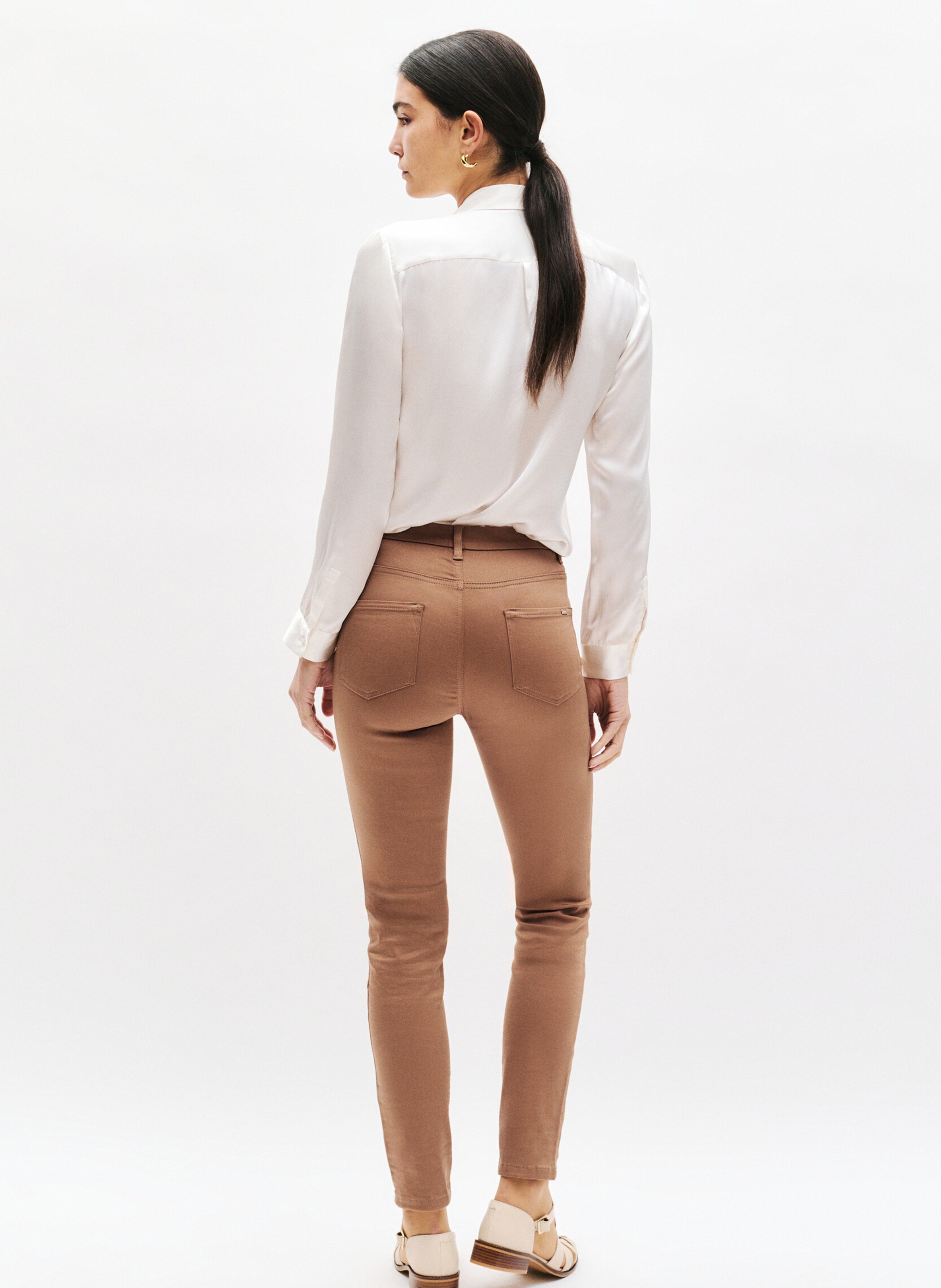 Slim-fit cotton-blend pants CAROLL Brown