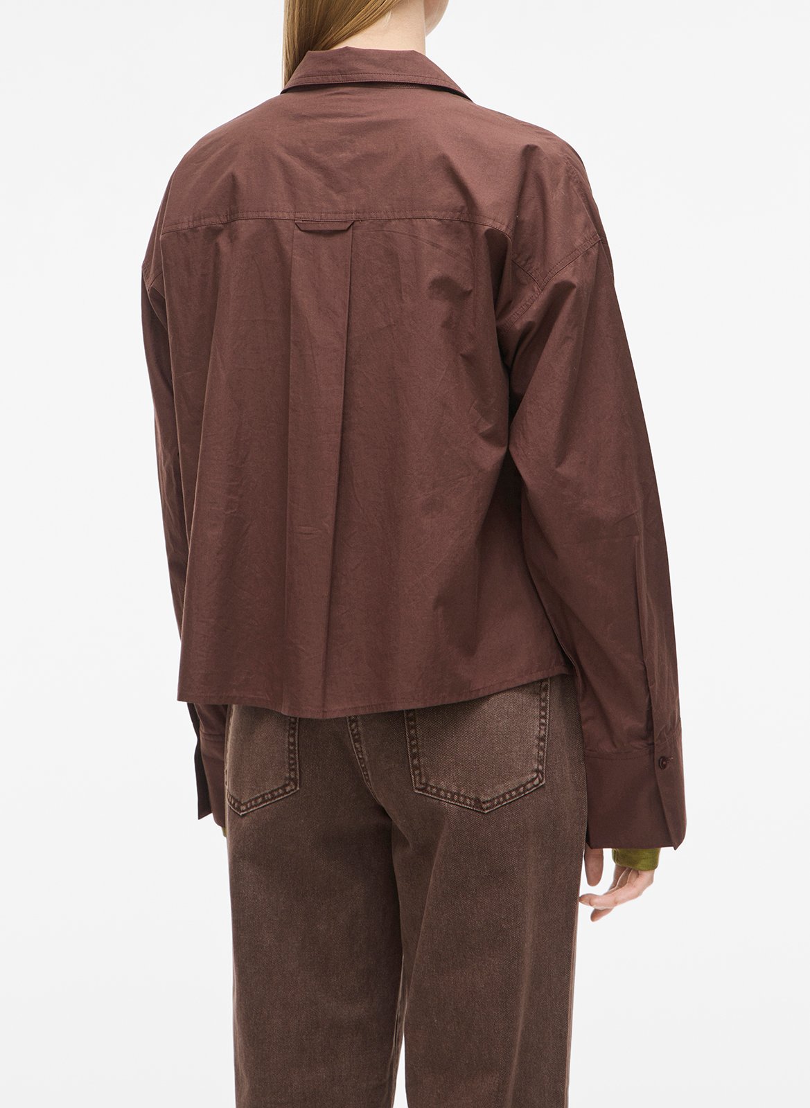 Straight-cut organic cotton shirt with classic collar ROUGE EDIT Brown