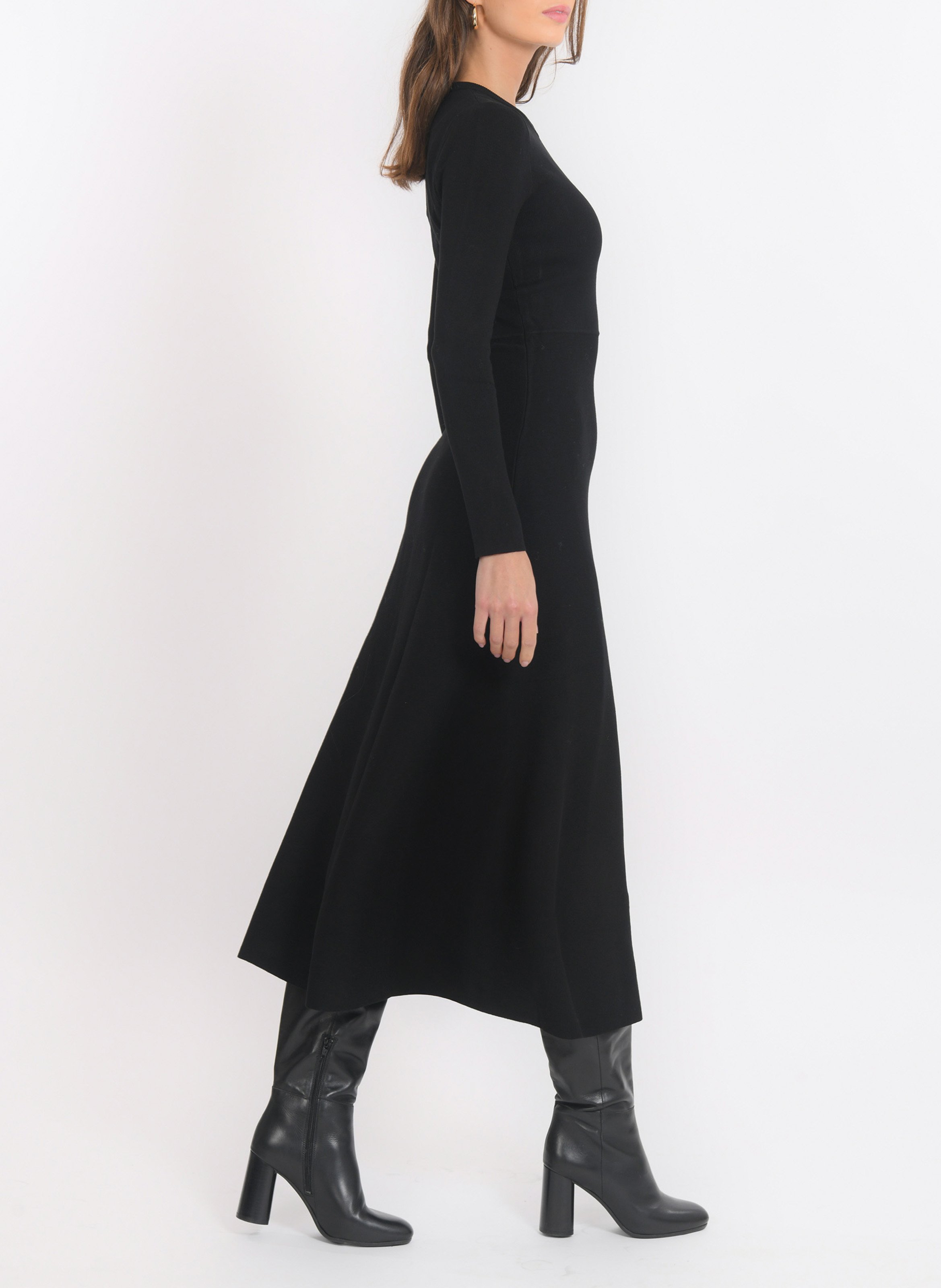 Robe pull longue col V KOOKAI Noir