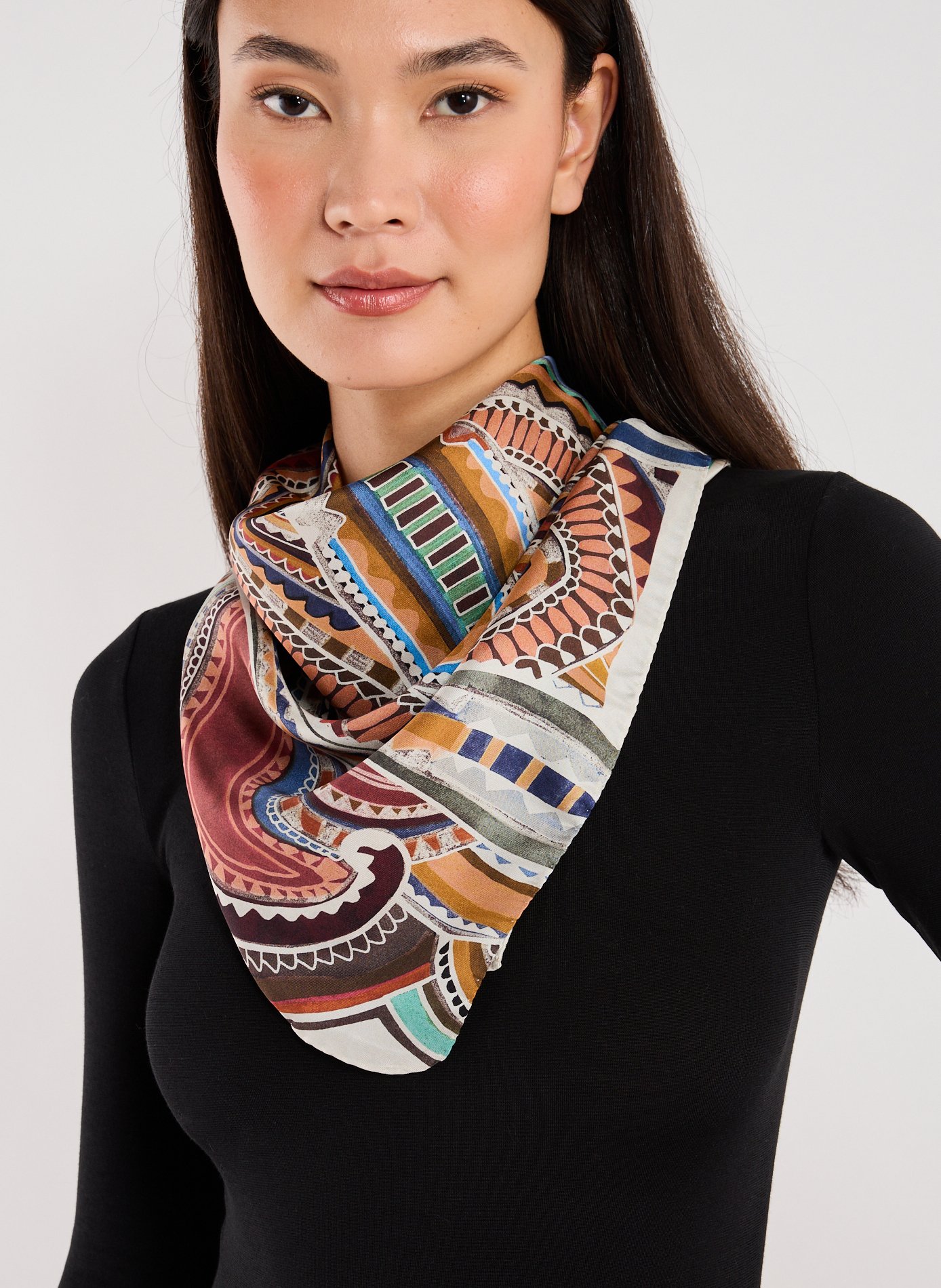 Foulard van zijde met print AU PRINTEMPS PARIS Veelkleurig