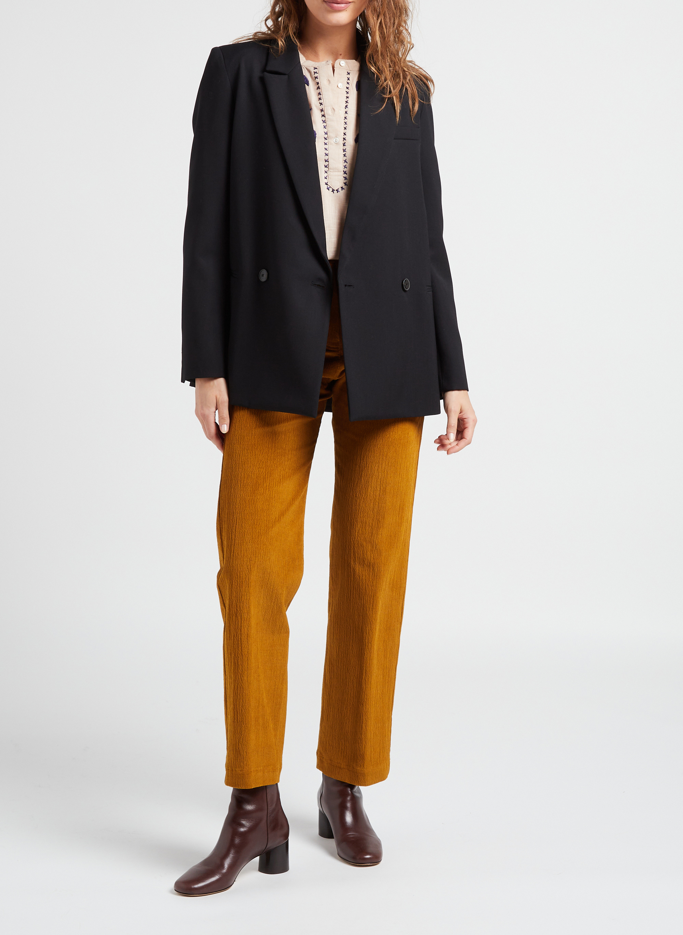 Pinstripe cotton-blend straight pants MOMONI Beige