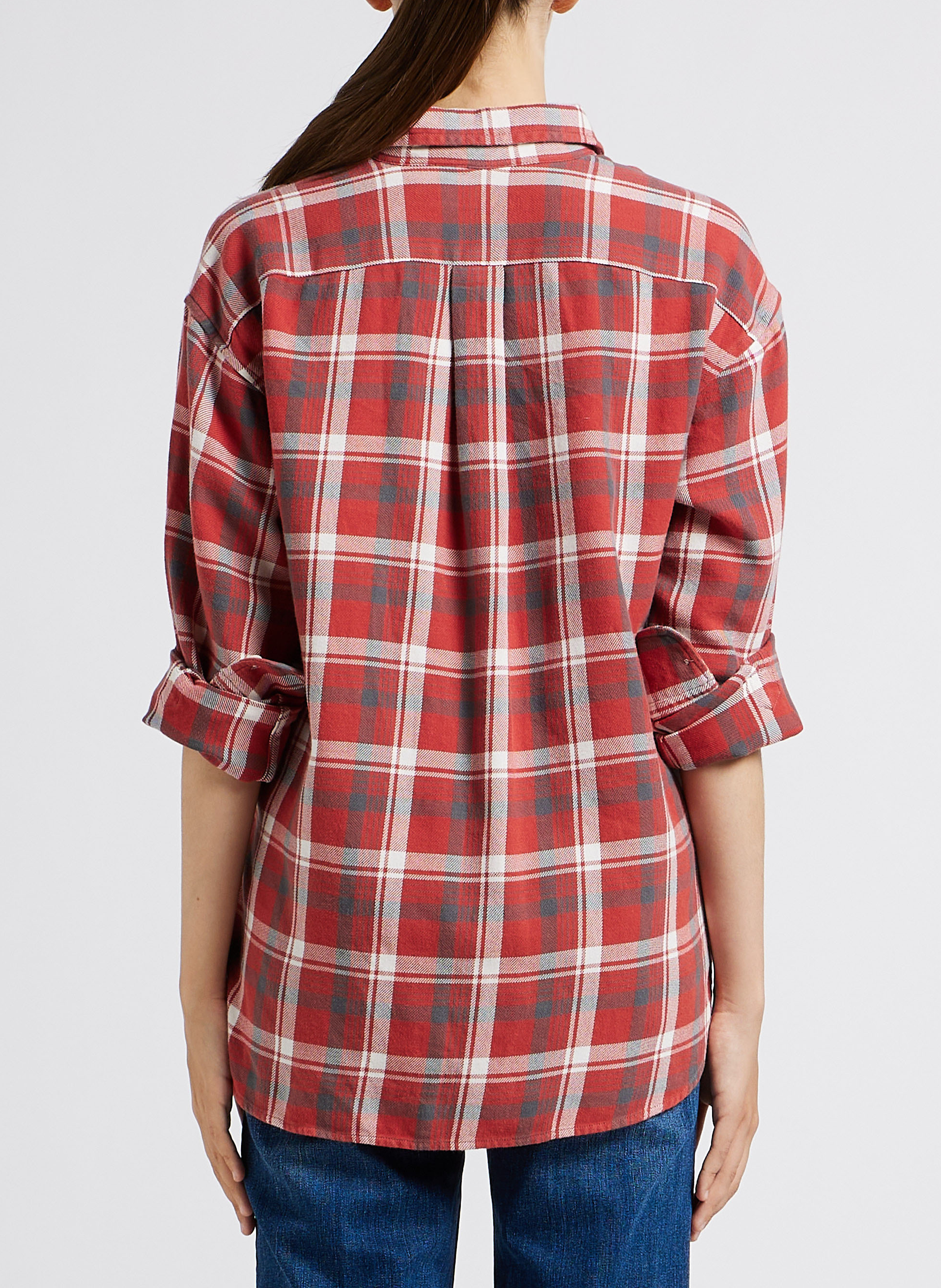 Karierte Baumwollbluse mit klassischem Kragen POLO RALPH LAUREN Rot