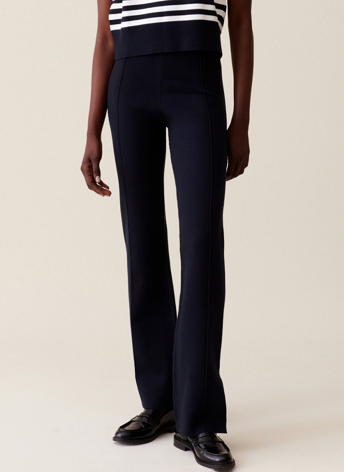 Pantalon flare en maille CLAUDIE PIERLOT Bleu