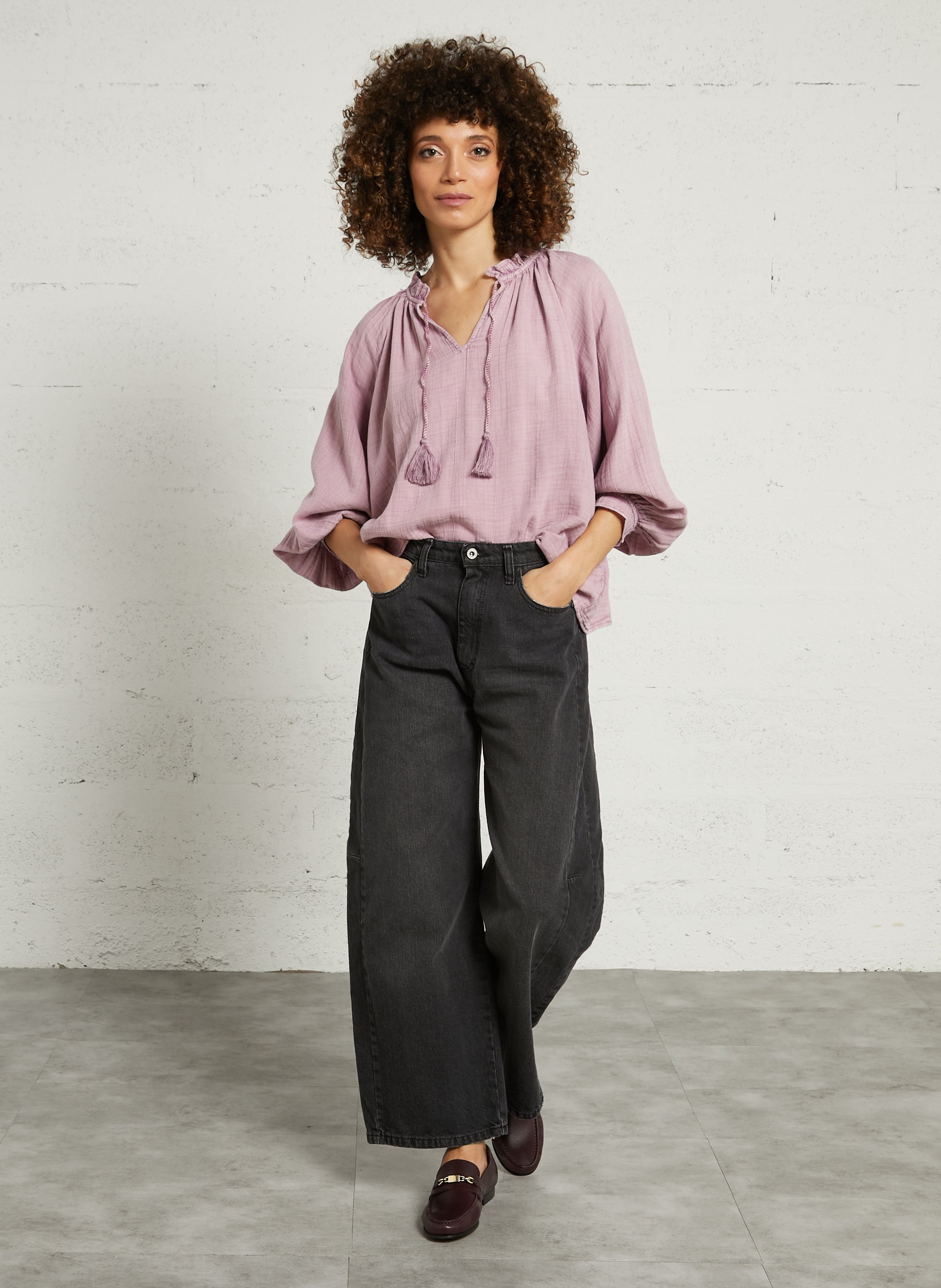 V-neck cotton blouse LA PETITE ETOILE Pink