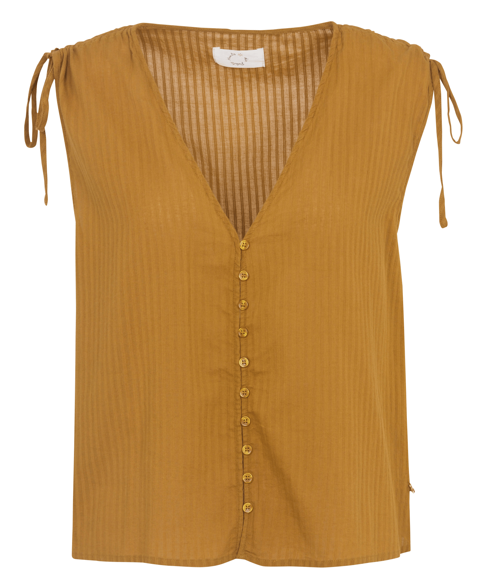Top col V sans manches en coton DES PETITS HAUTS Doré