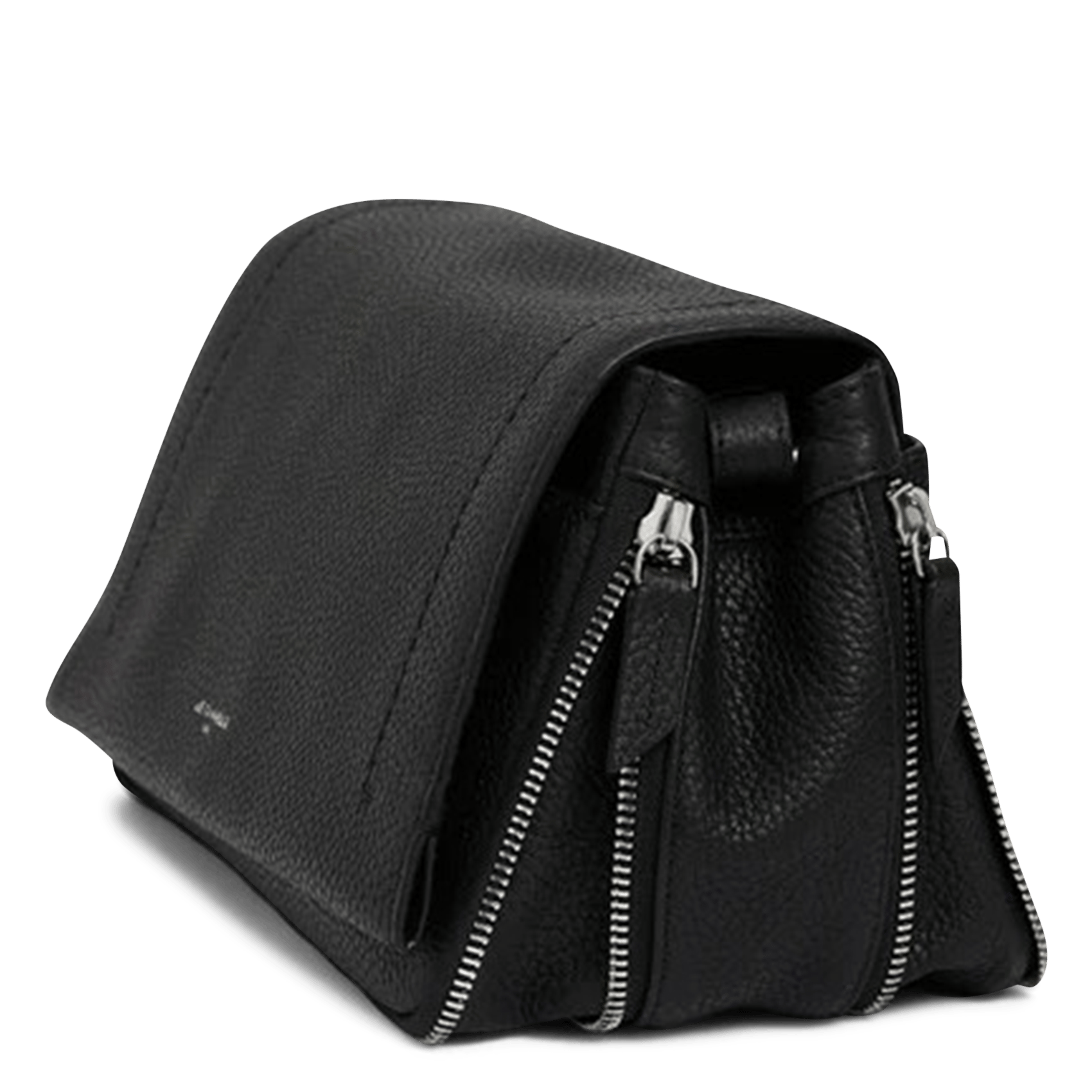 Leren schoudertas Zwart