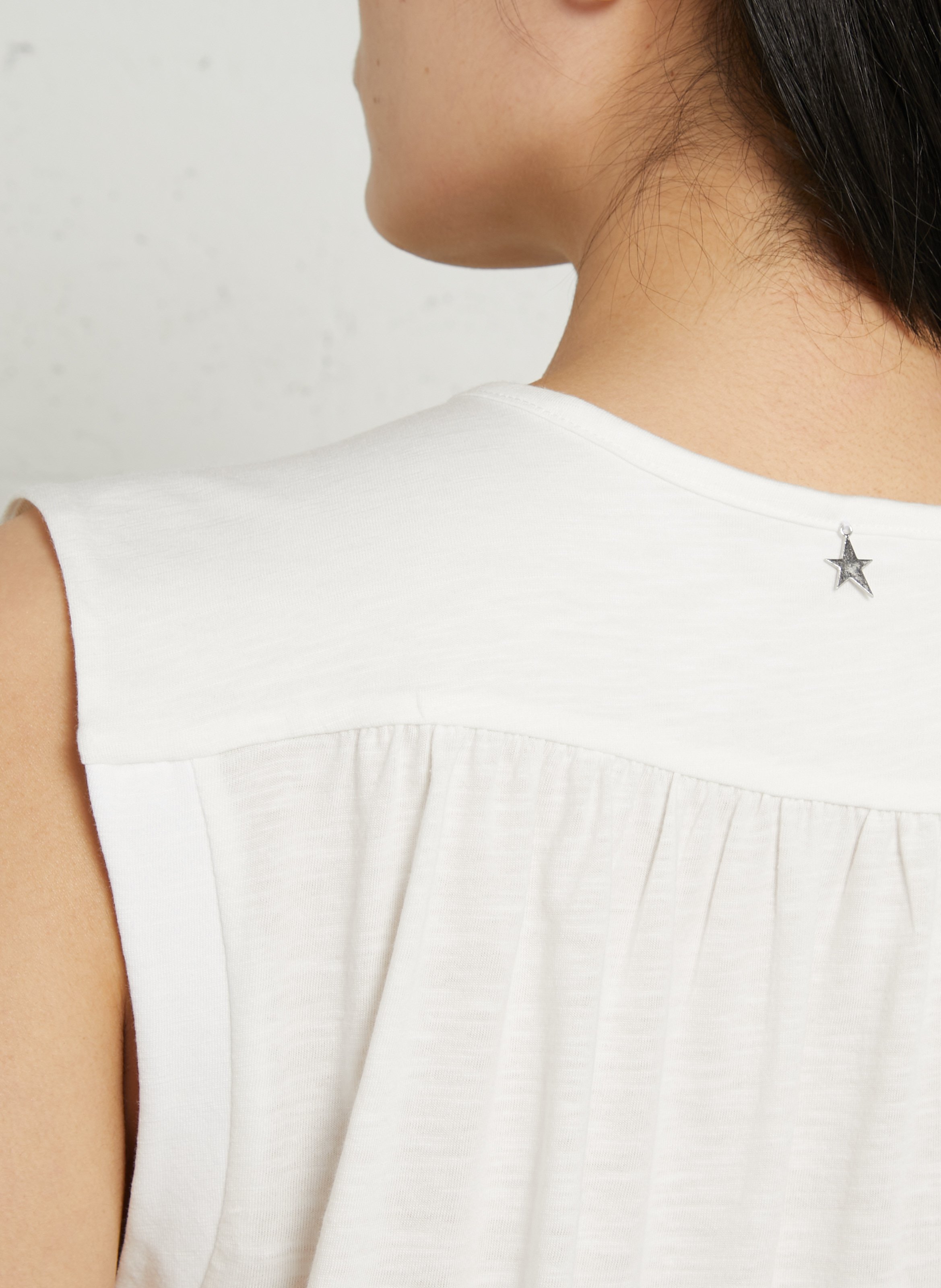 Weit geschnittenes T-Shirt aus Baumwoll-Mix mit V-Ausschnitt SUD EXPRESS Beige