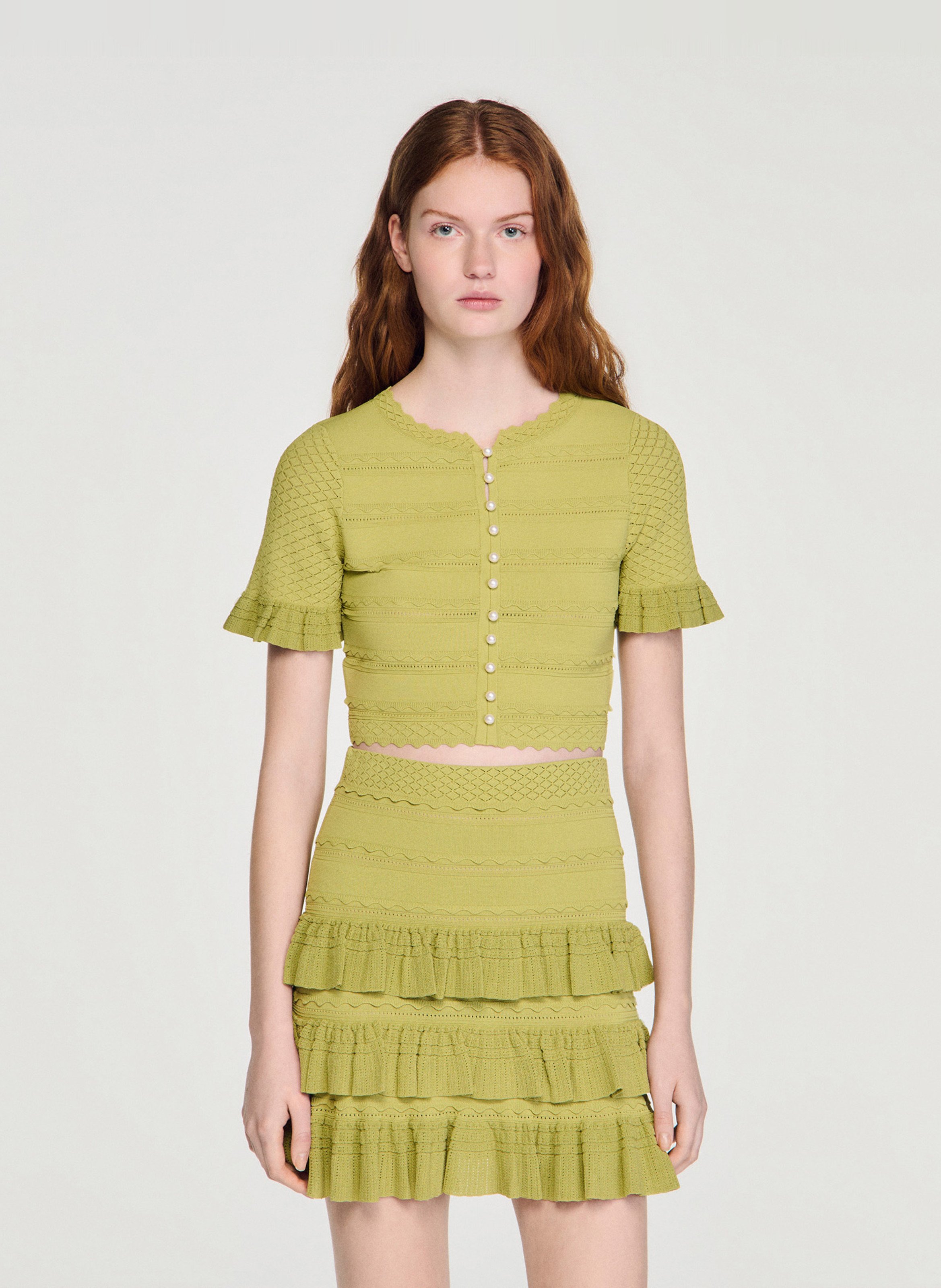 Aansluitende gebreide vest met knoopsluiting SANDRO Groen