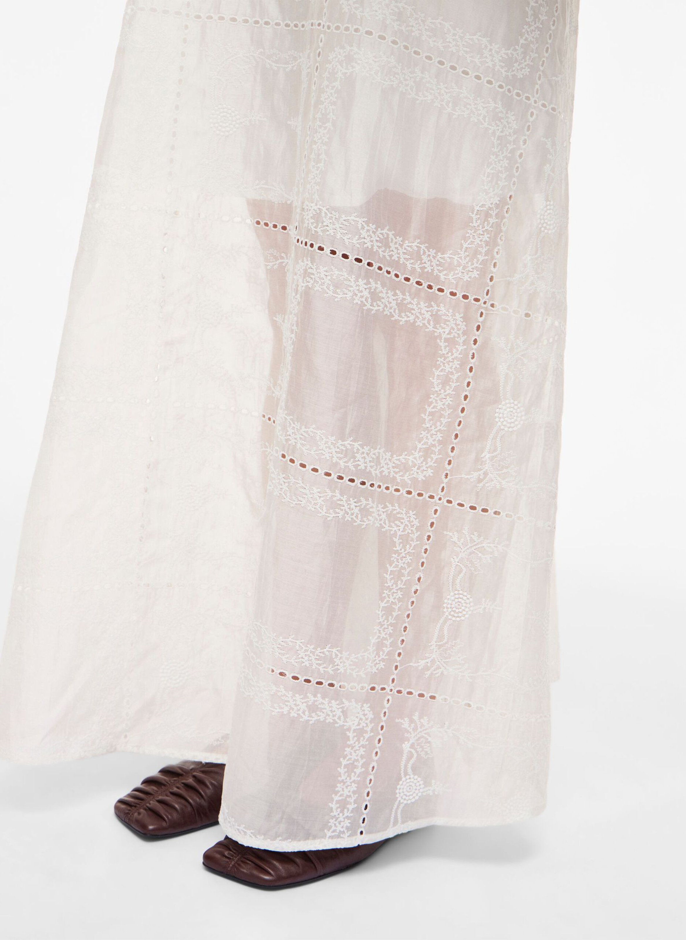 Langes Kleid mit V-Ausschnitt ROUGE EDIT Beige