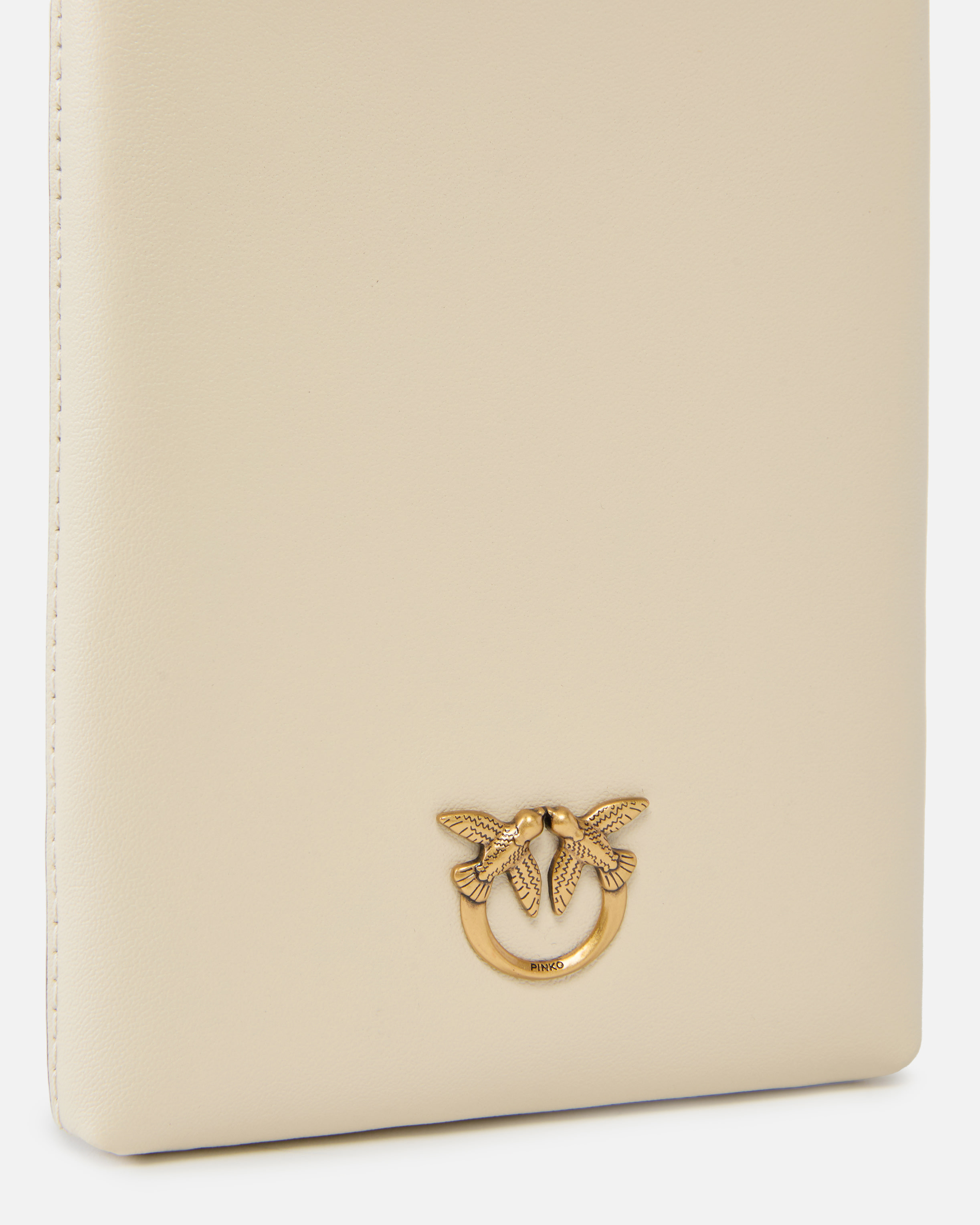 Leather smartphone case with shoulder strap PINKO White