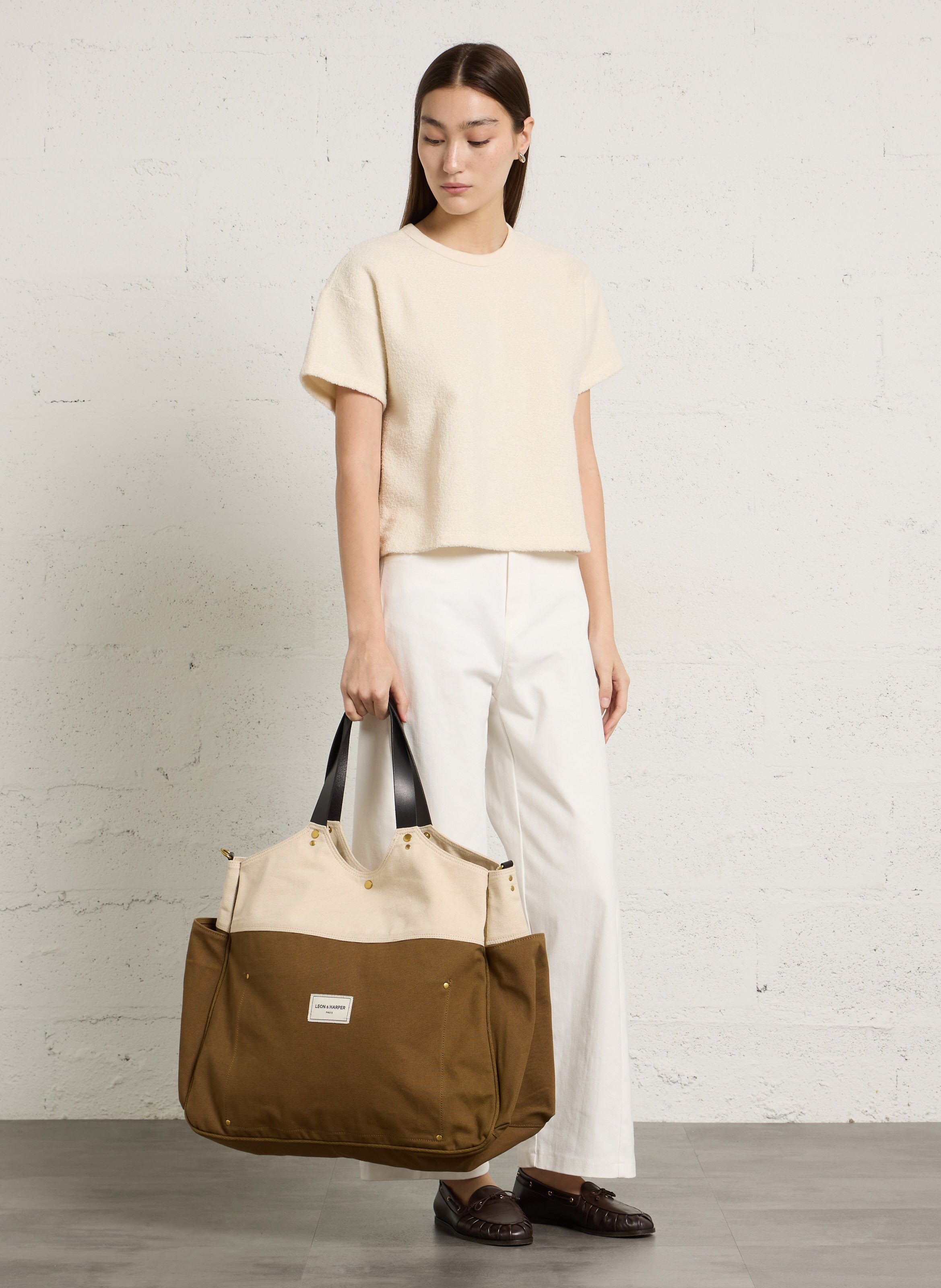 Cotton tote bag LEON & HARPER Brown