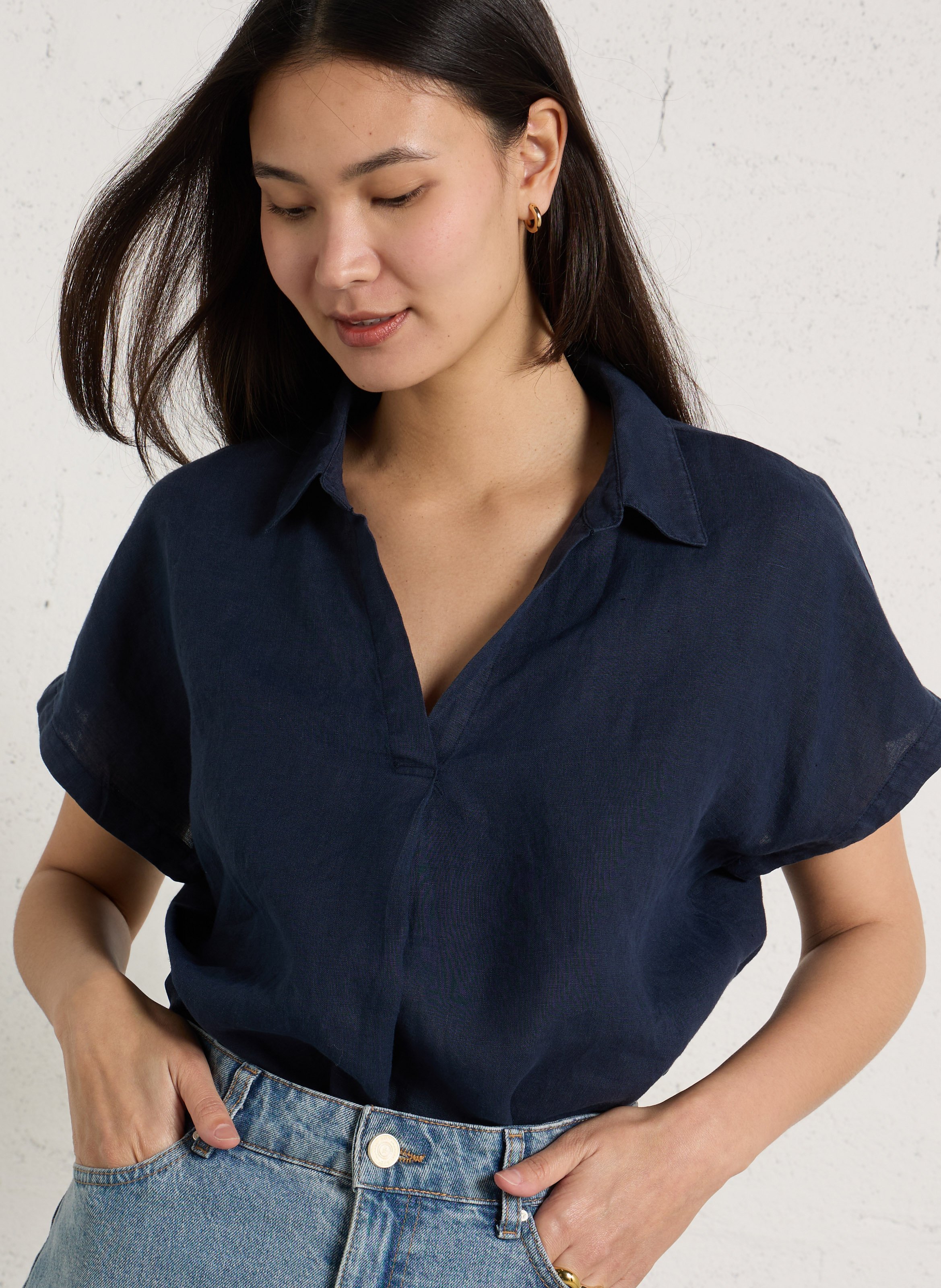 Weites Top aus Leinen SUD EXPRESS Blau