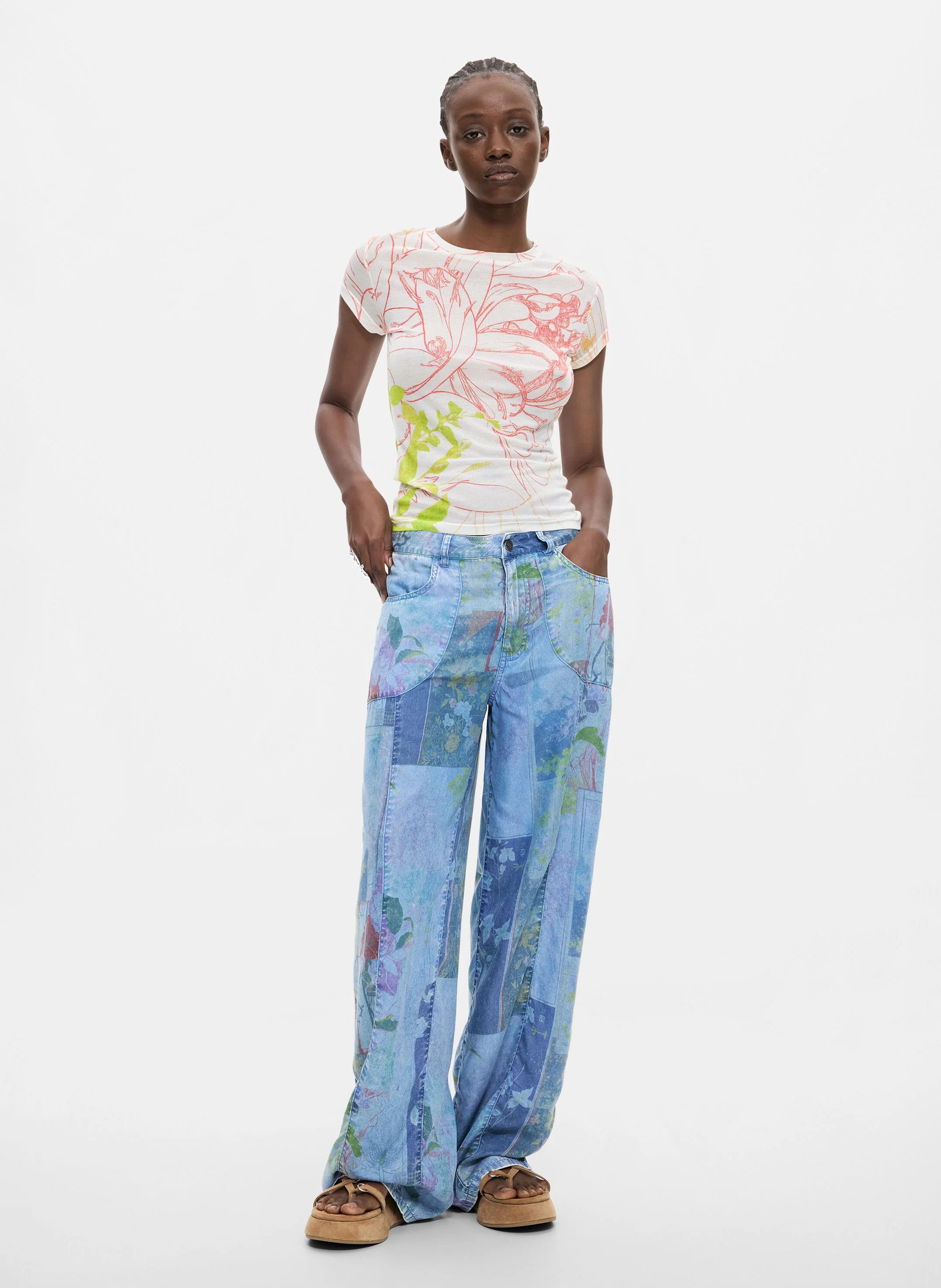 Top droit col rond imprimé DESIGUAL Multicolore