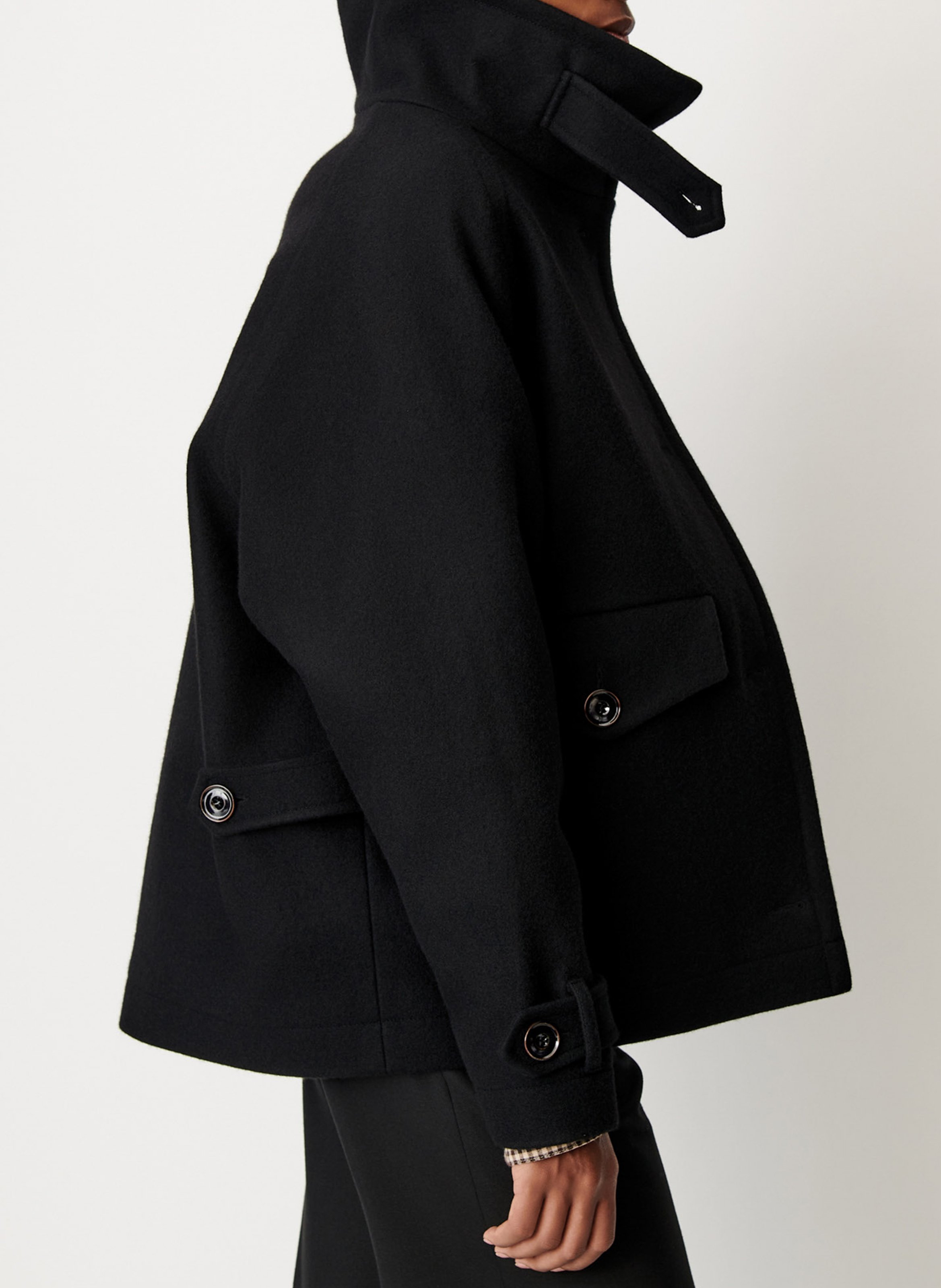 Short high-neck wool-blend coat | Black SESSUN Women