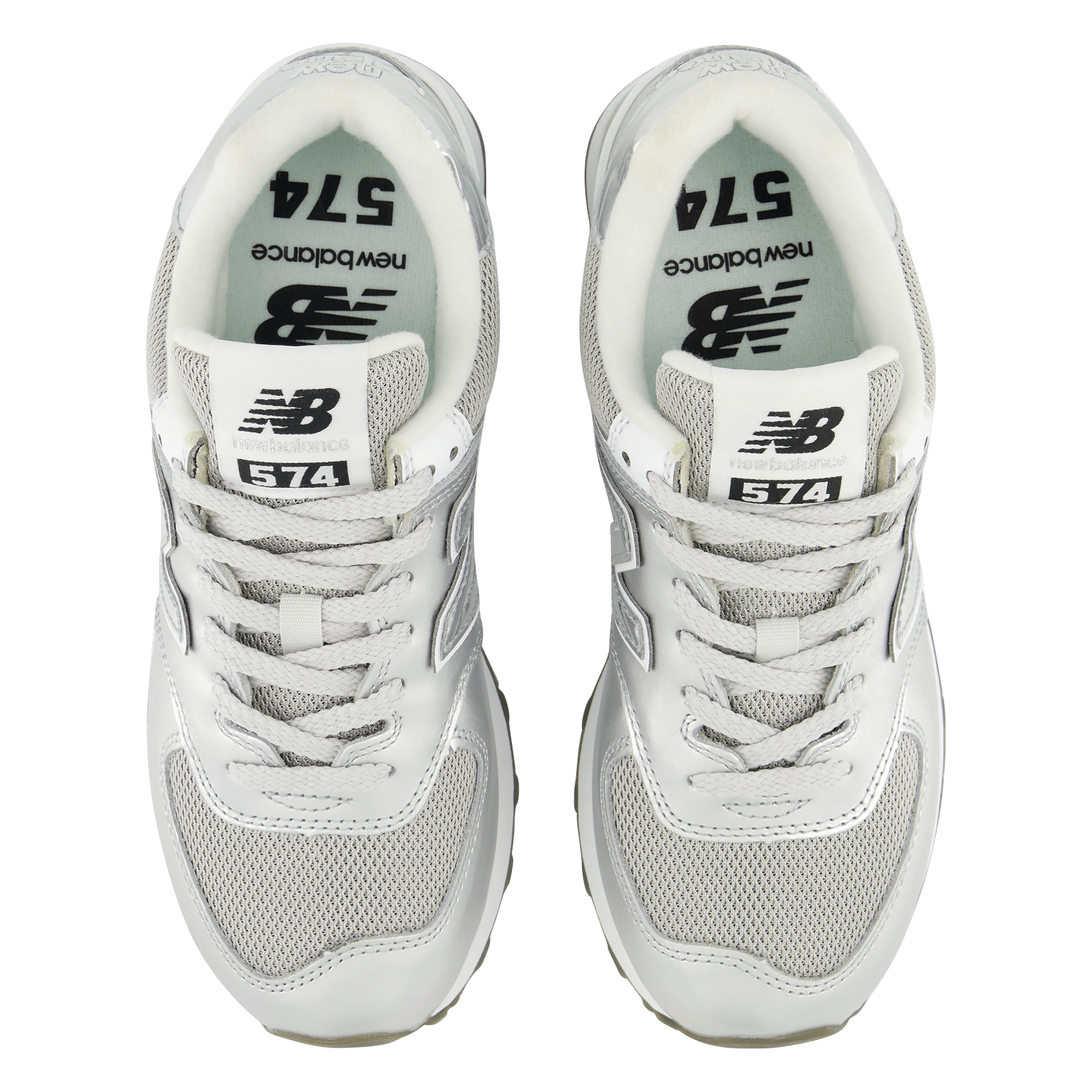 Baskets basses en cuir mélangé NEW BALANCE Argent