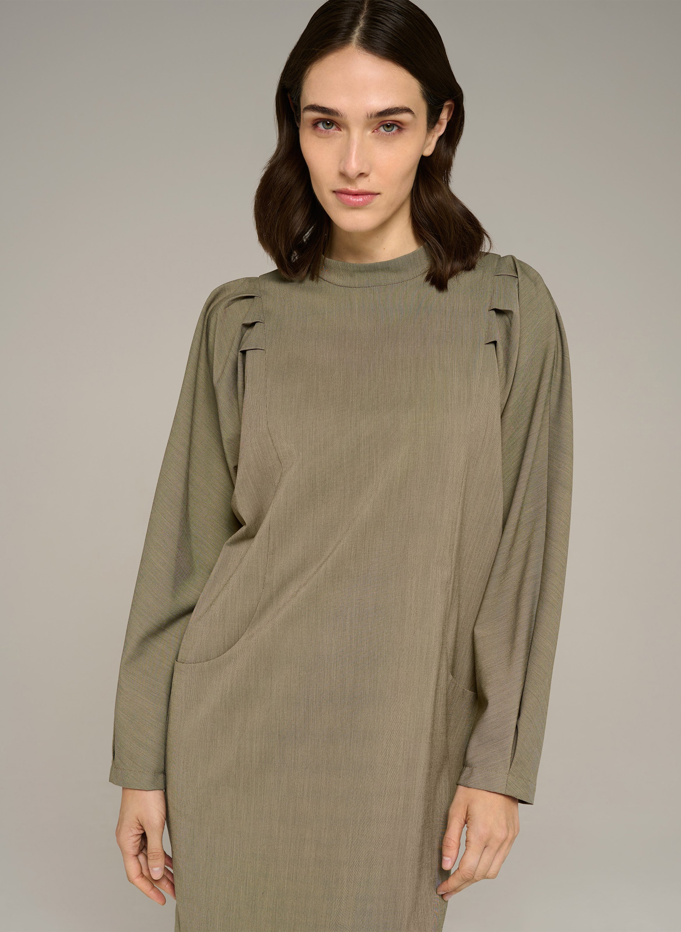 Straight dress with long sleeves COTELAC Khaki