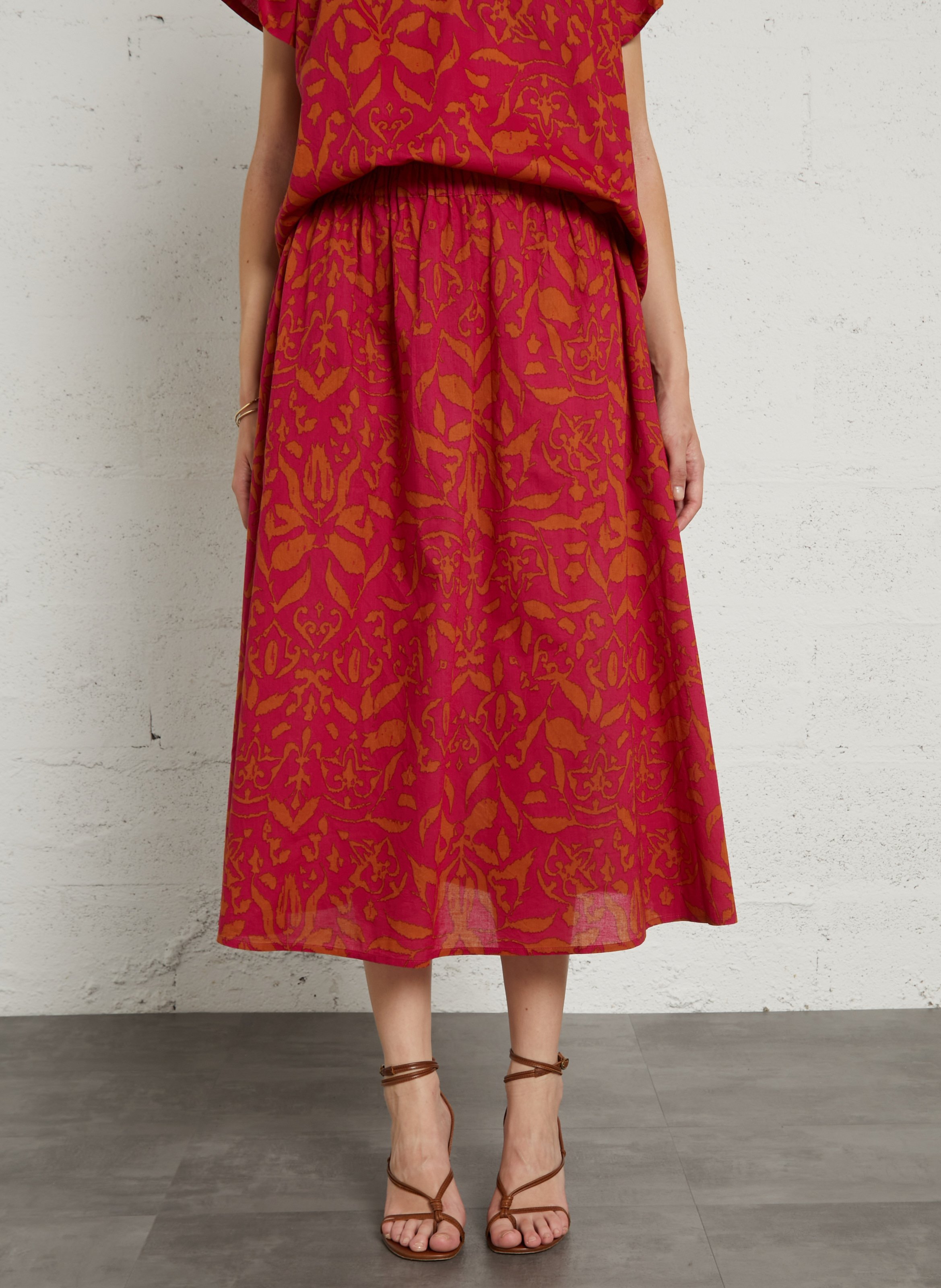 Printed flared cotton skirt MAISON 123 Pink