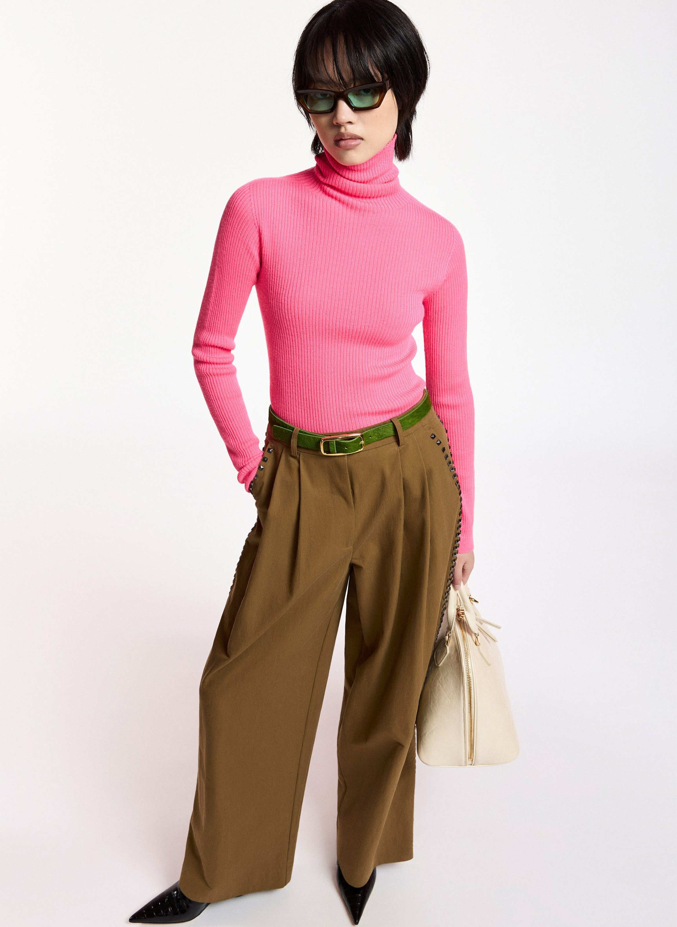Pantalón ancho adornado con tachuelas ESSENTIEL ANTWERP Marron