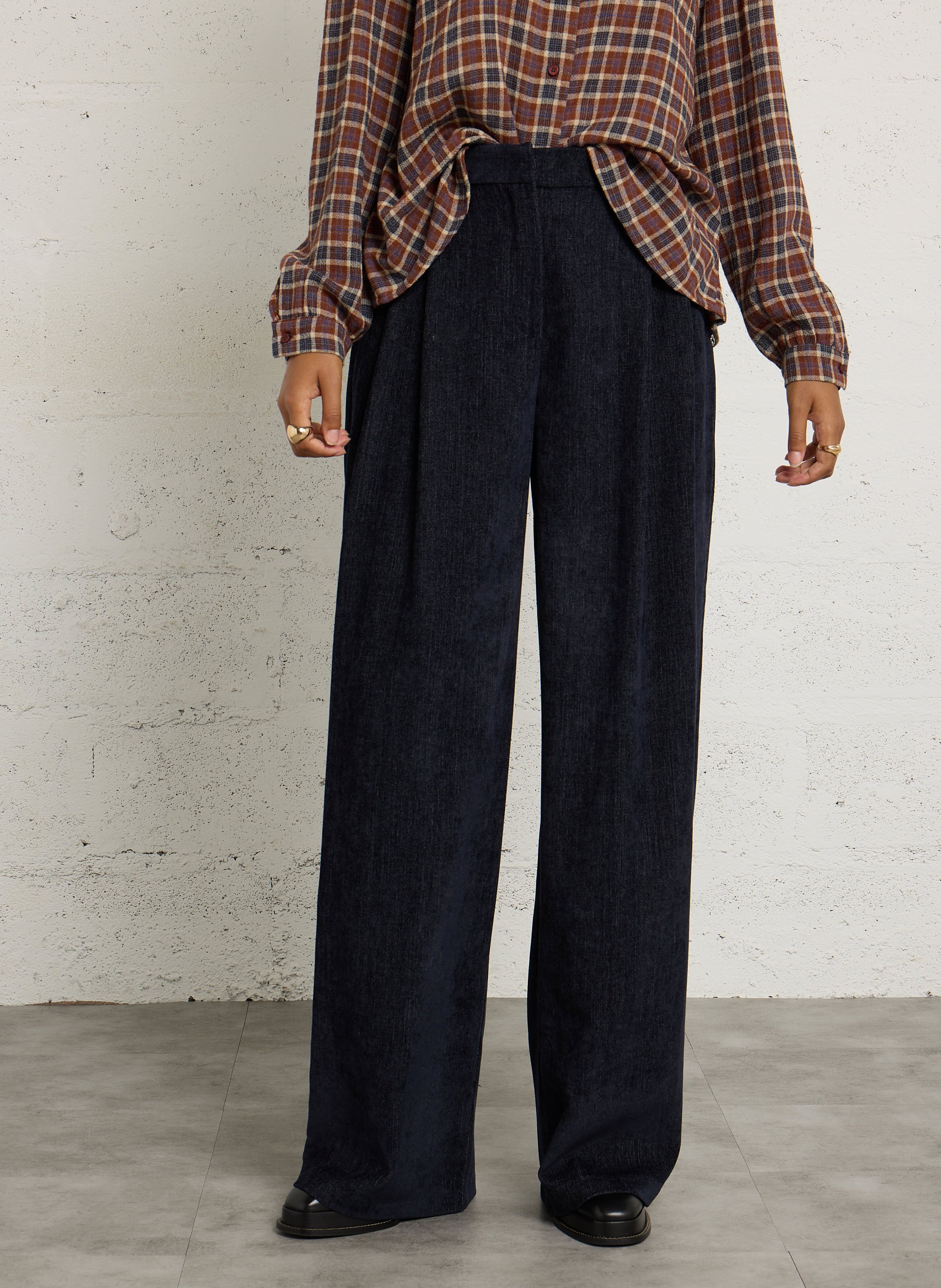 High-waisted wide-leg pants PLEASE Blue