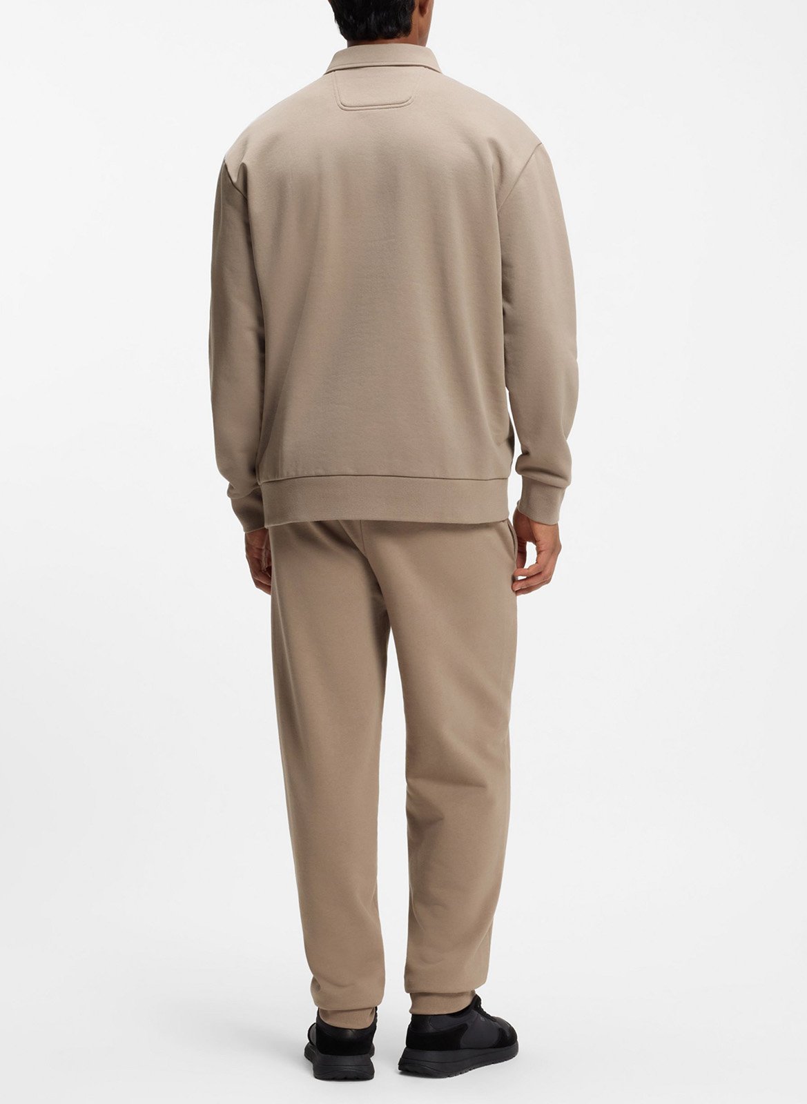 Straight plain sweatshirt in fleece BOSS Khaki
