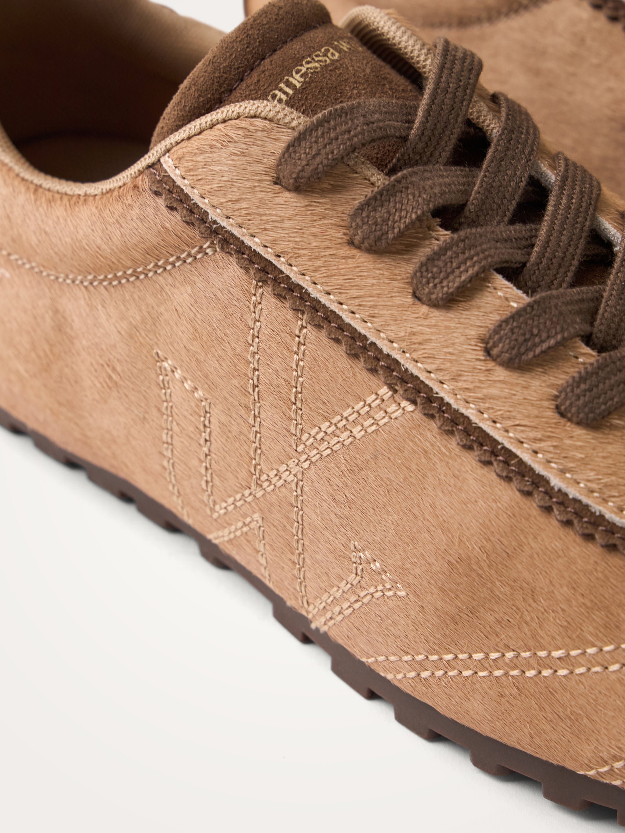 Sneakers with monogram sewn on a thin grooved sole VANESSA WU Beige