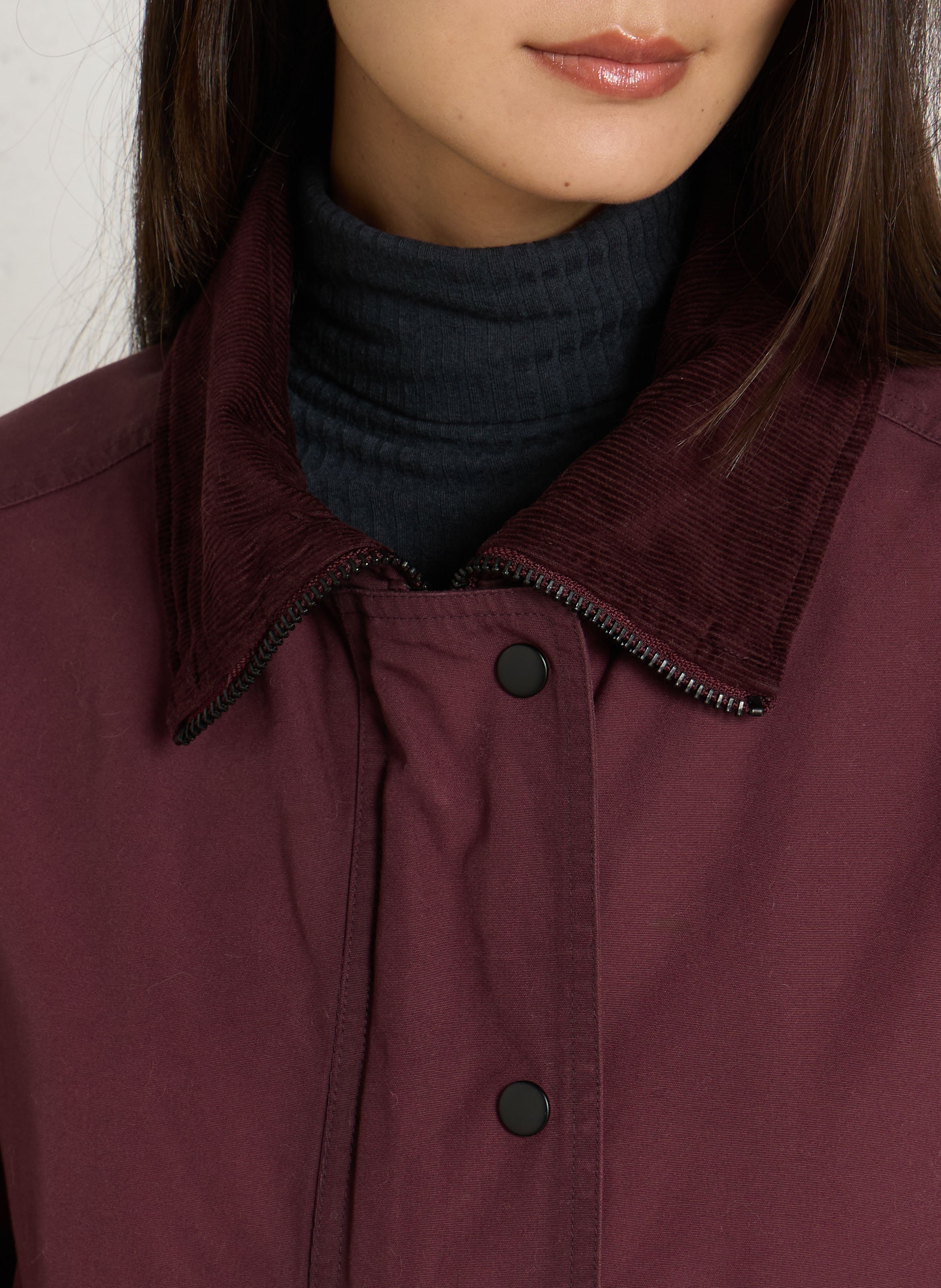 Weite Jacke mit geripptem Kragen aus Baumwolle BELLEROSE Rot