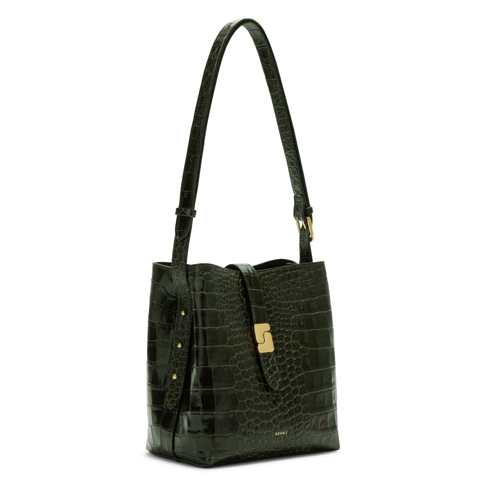 Schultertasche aus Leder SOEUR Grun
