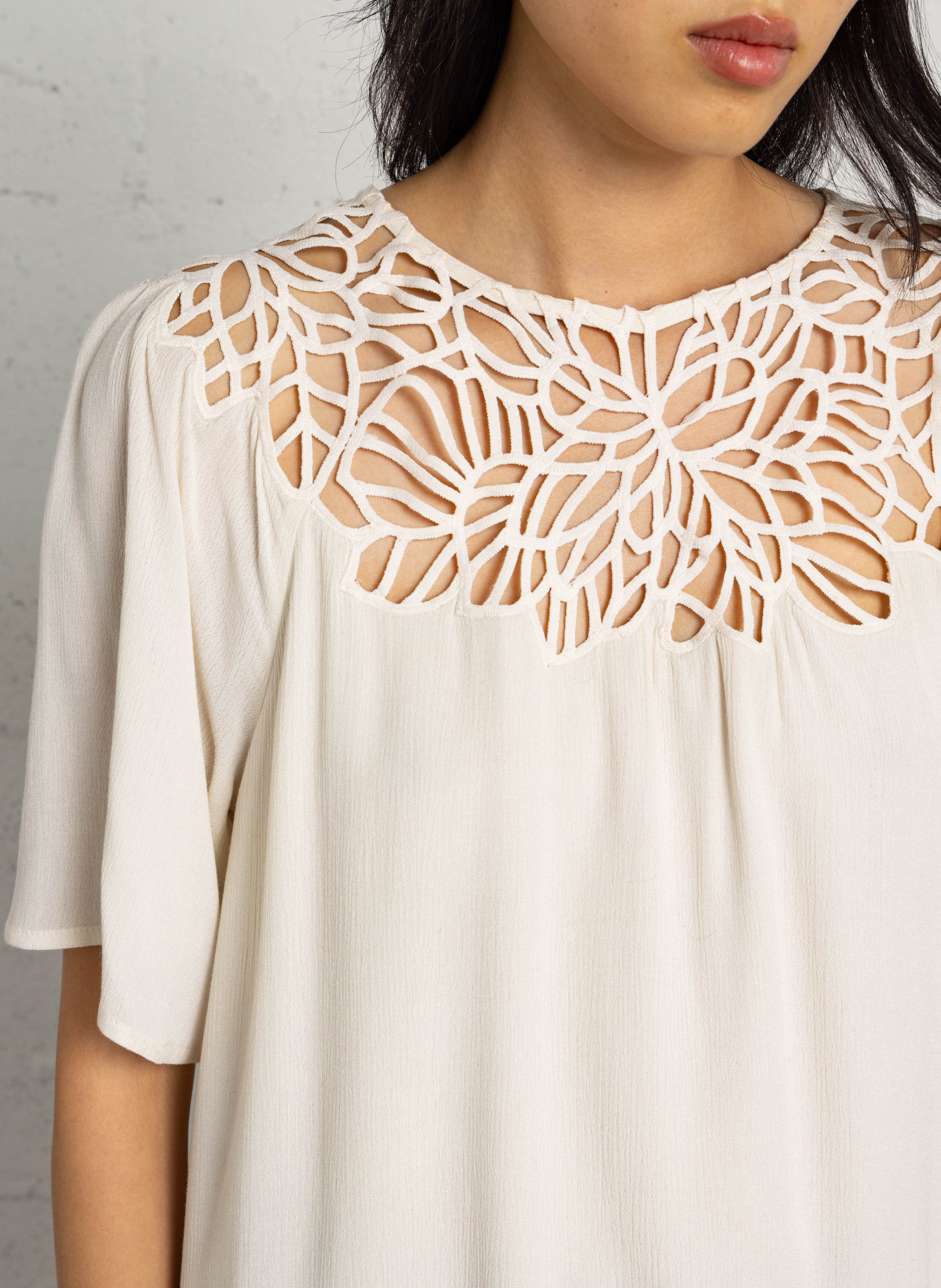 Top with openwork embroideries MAISON 123 Beige