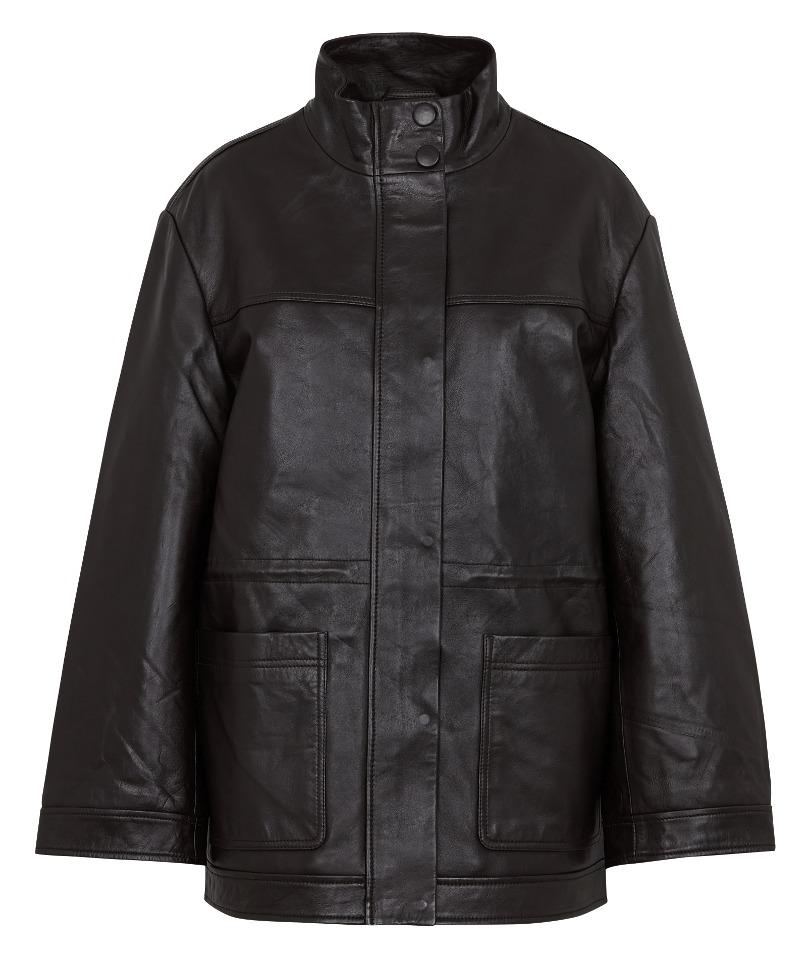 Veste mi-longue en cuir ZAPA Marron