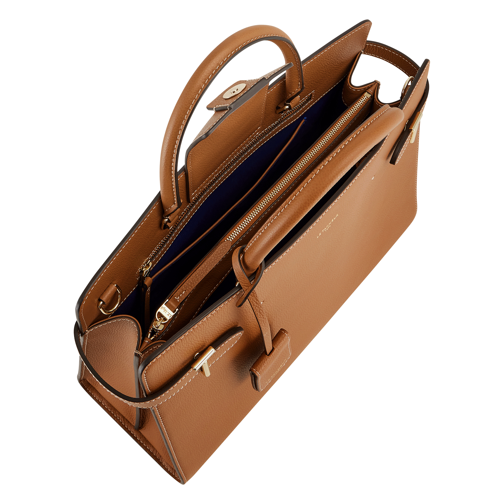 Sac bandoulière en cuir grainé  LE TANNEUR Marron