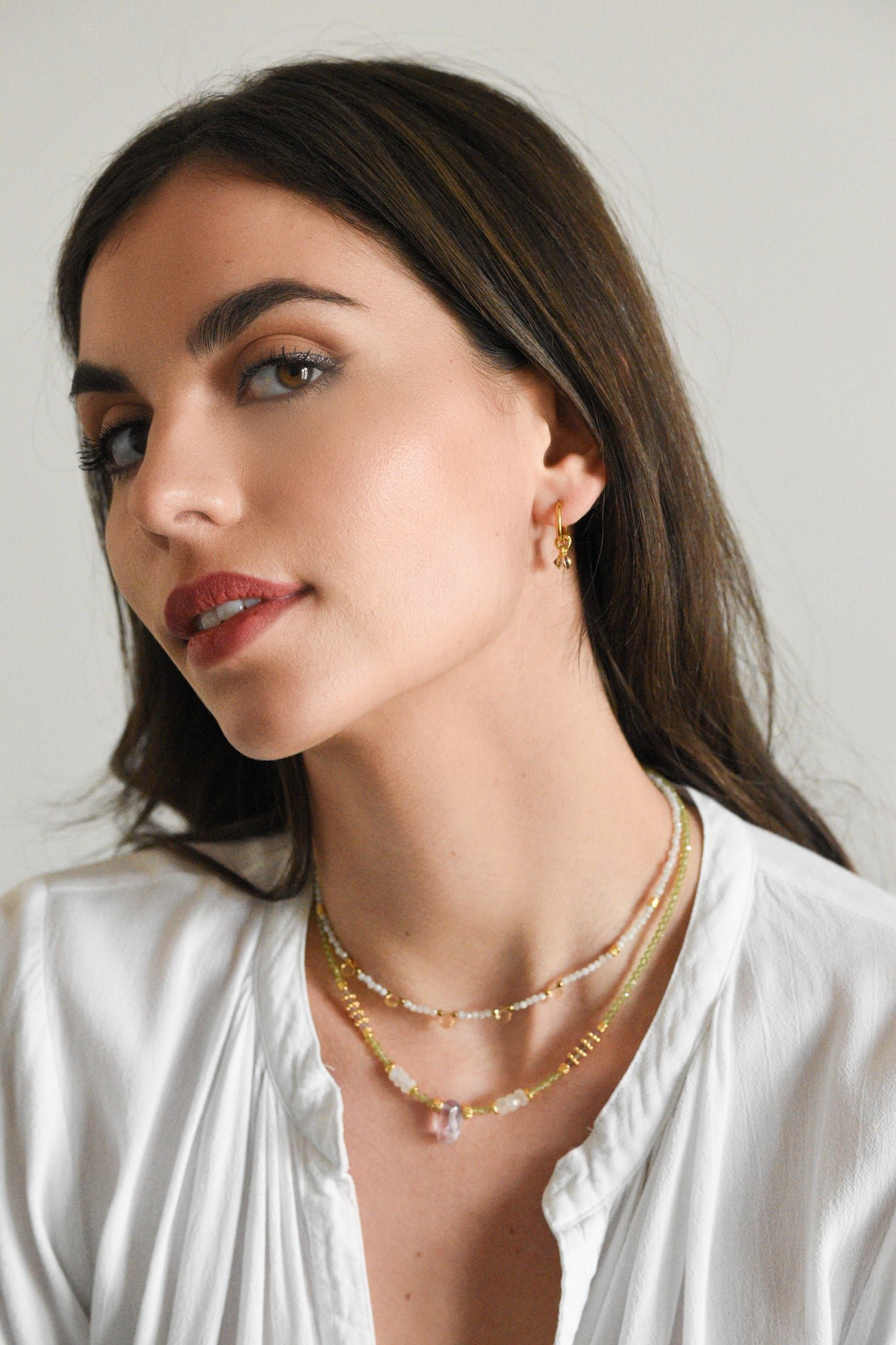 Peridot and amethyst necklace GINANDGER Multicolored