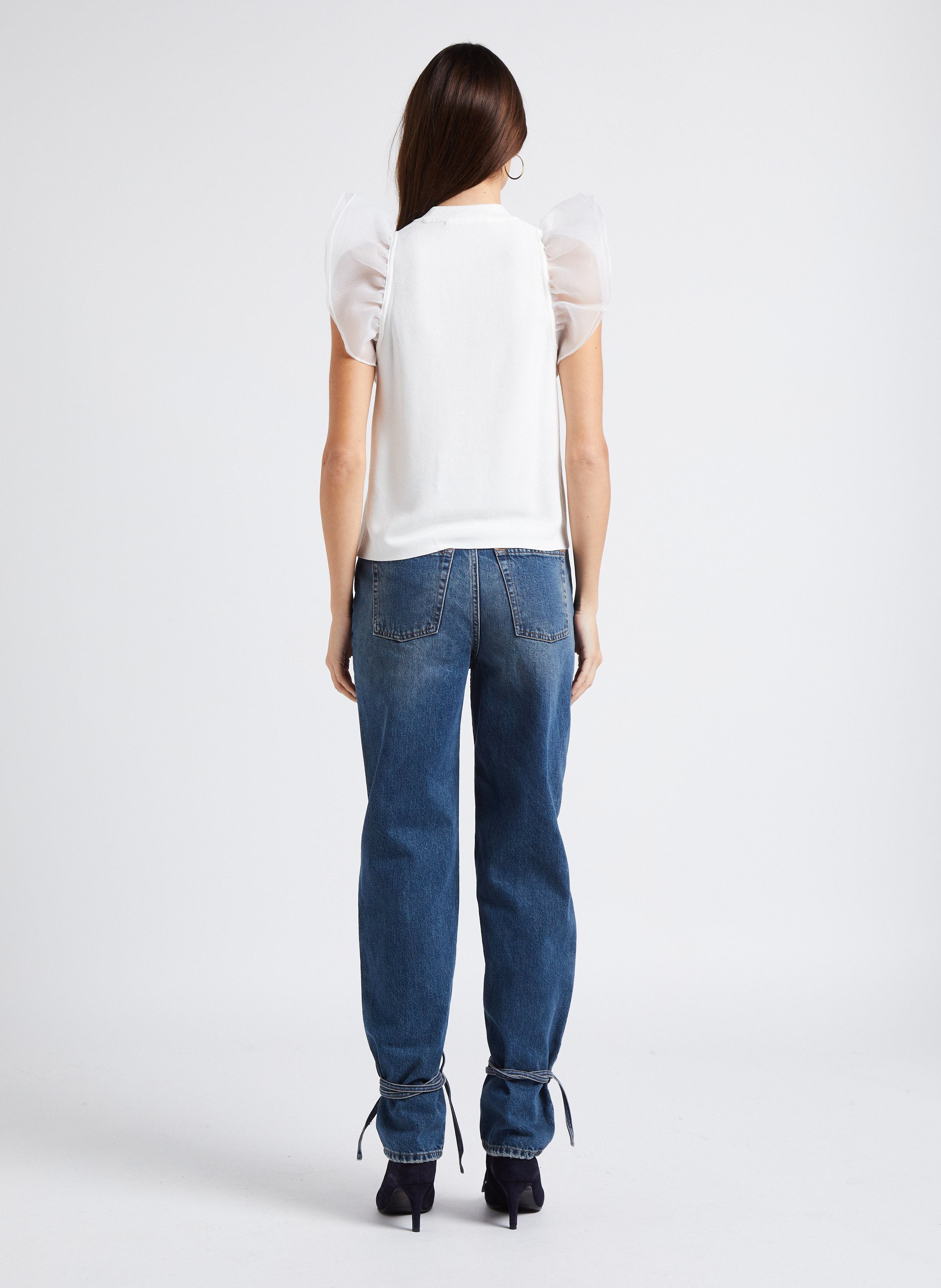 Gerade geschnittenes Top mit Stehkragen KARL LAGERFELD Weiss