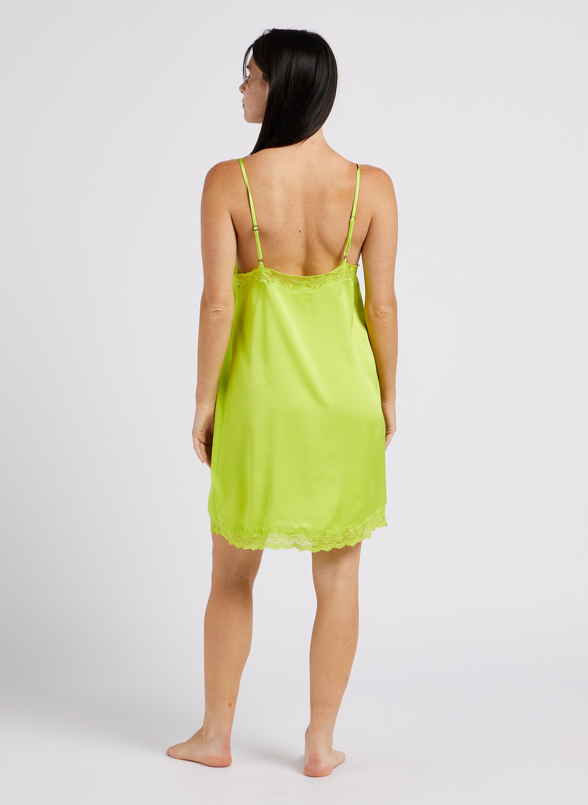 Kurzes Loungewear-Kleid mit Spitze Grun