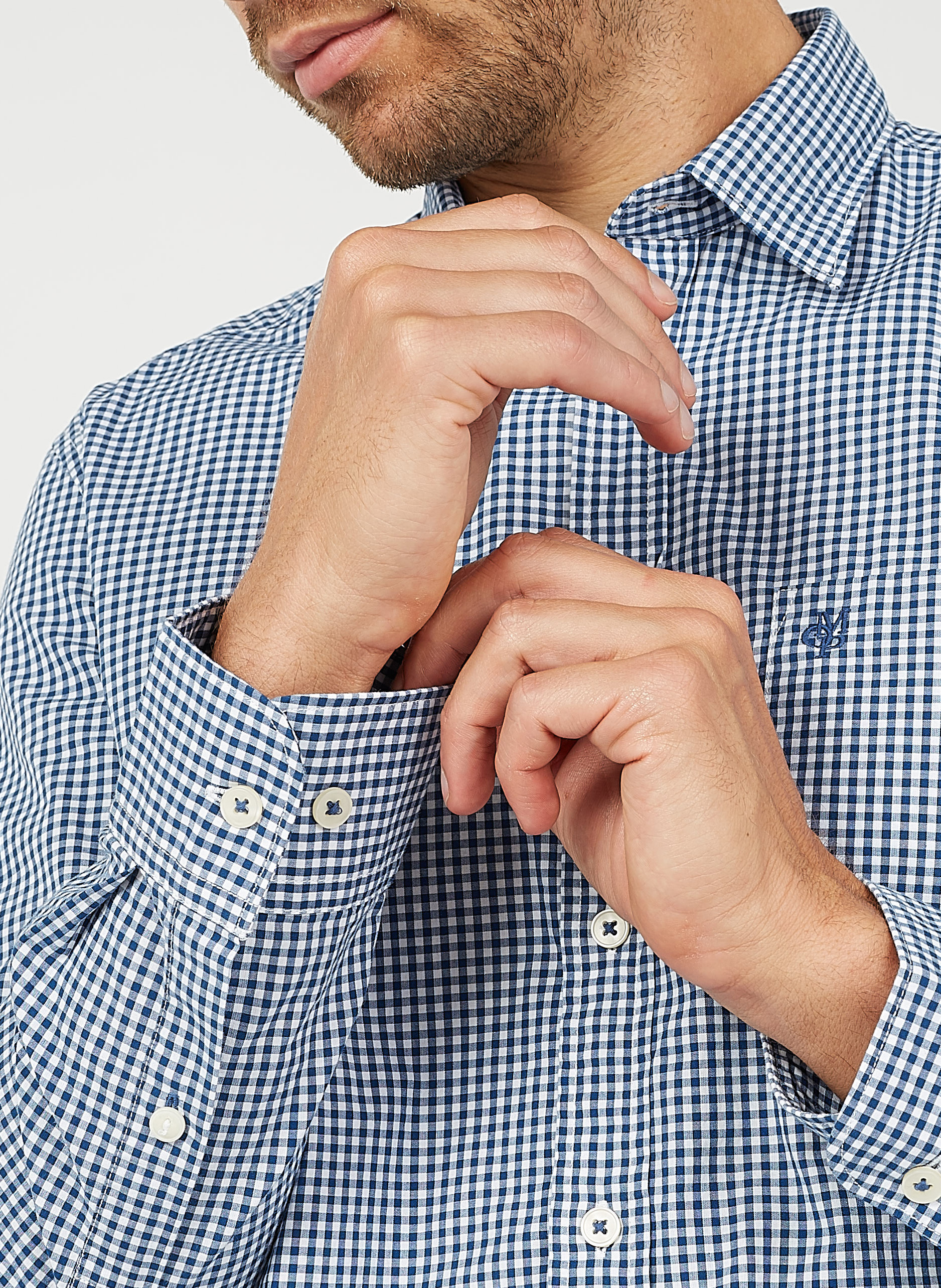 Chemise col classique regular fit à carreaux en coton MARC O'POLO Blanc