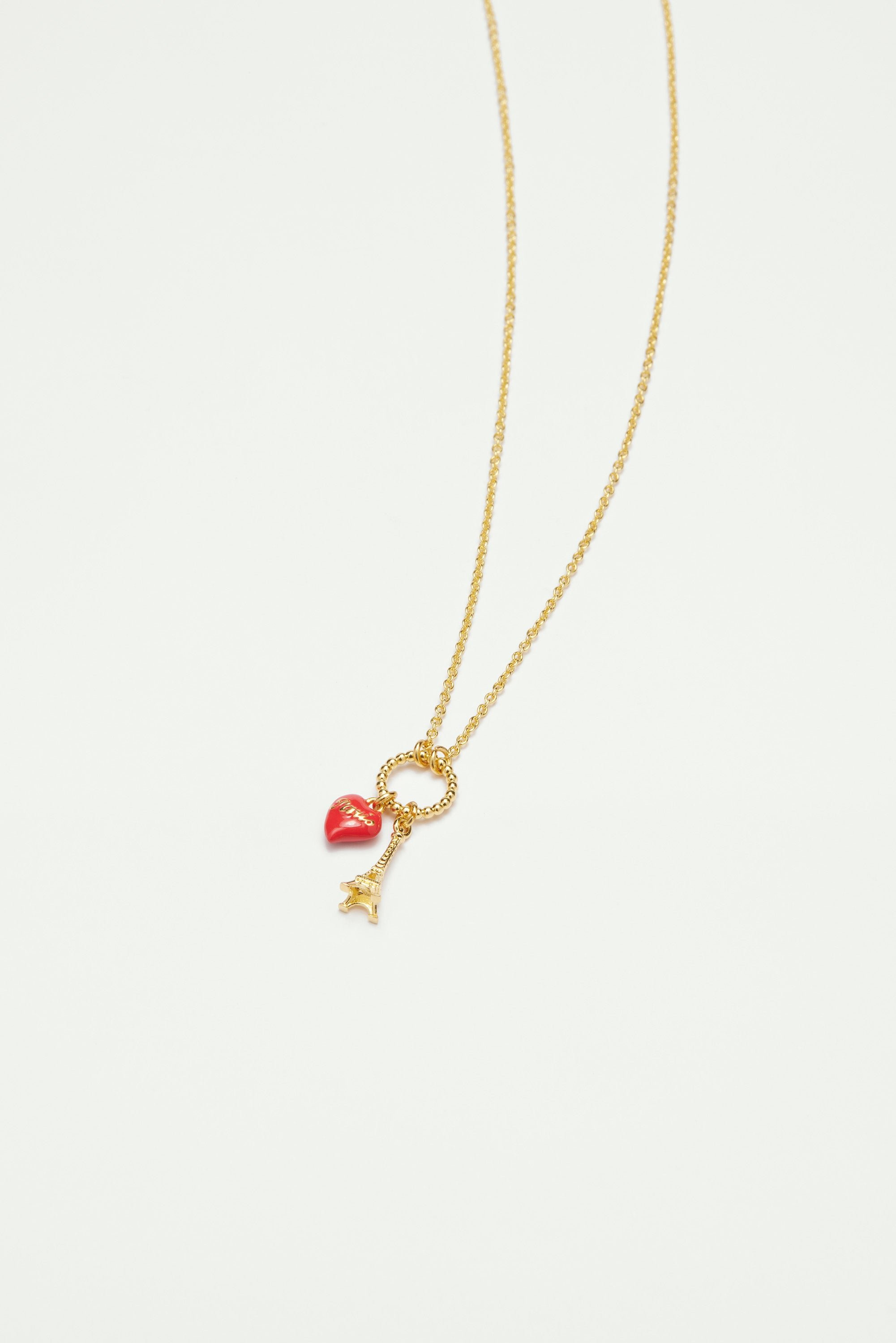 Collier pendentif charm's tour eiffel et coeur LES NEREIDES Multicolore