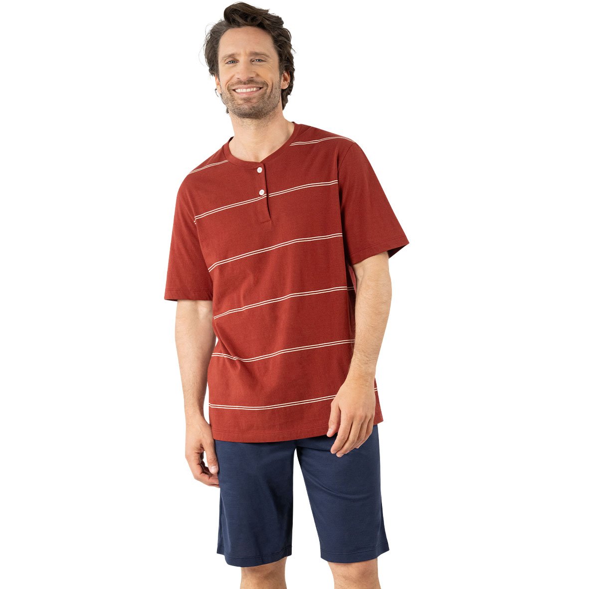 Men's mercerized open short pajamas by Eminence EMINENCE Multicolored