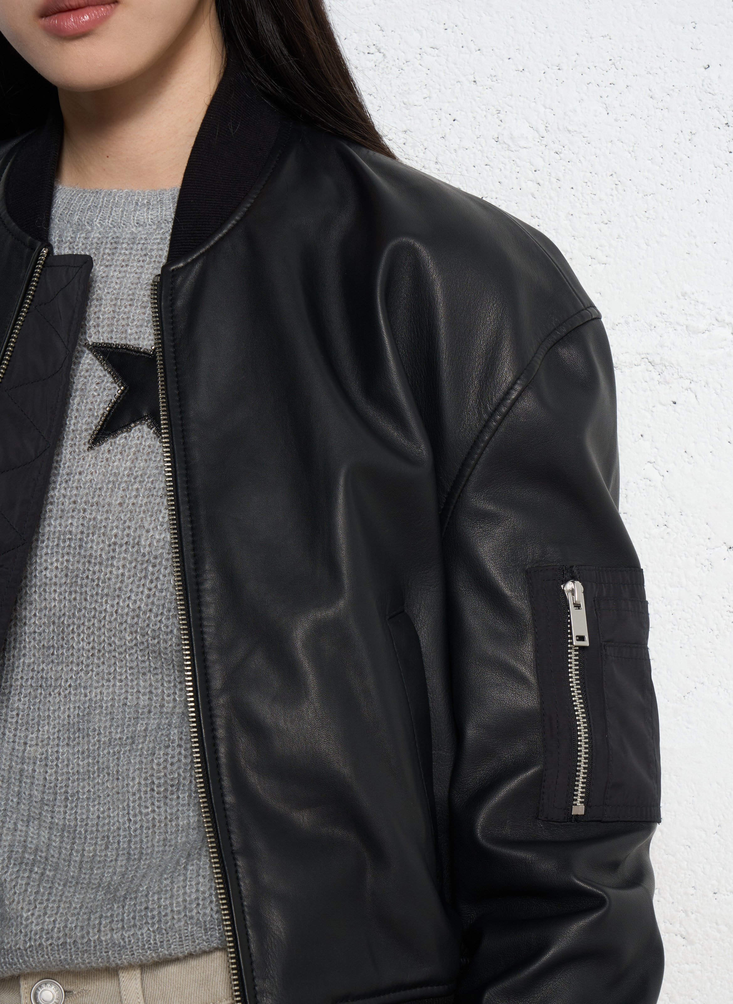 Oversize jacket with varsity collar IKKS Black