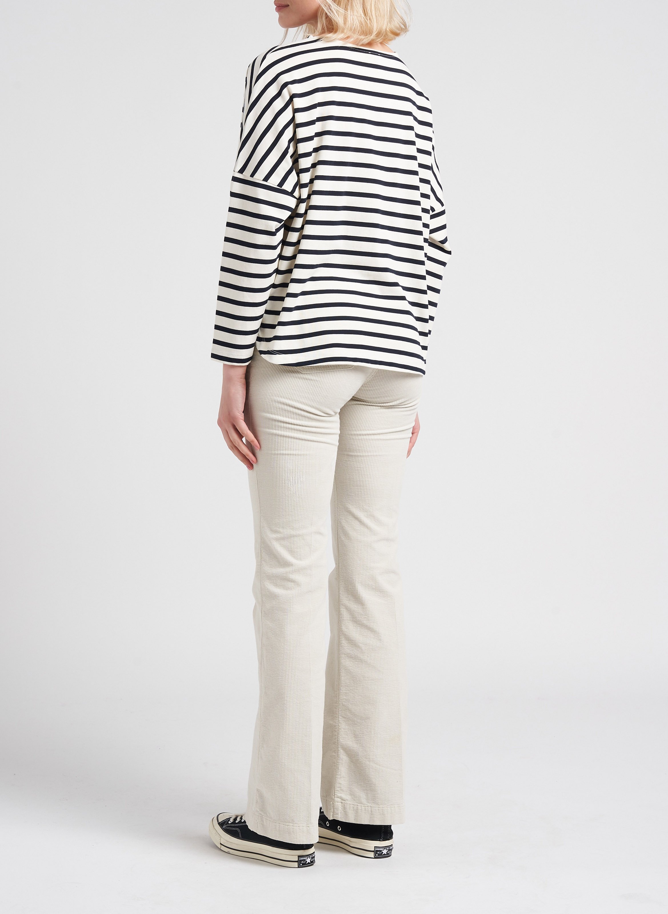 Broek van katoenmix met olifantenpijpen ACQUAVERDE Wit