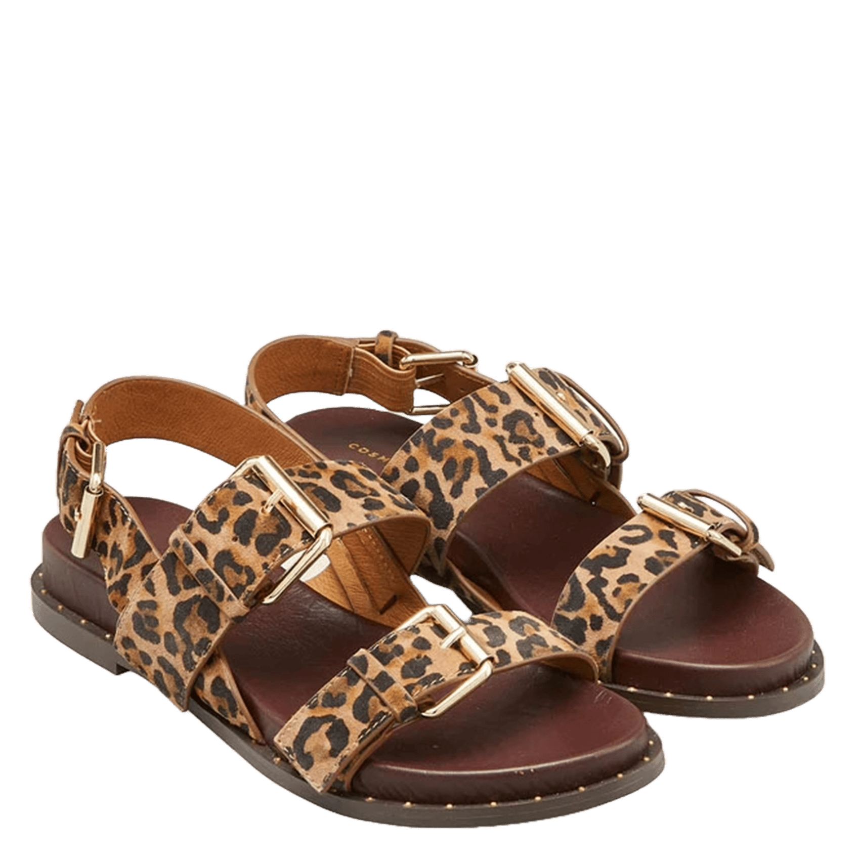 Avarca Berlin - Flache Ledersandalen mit Samt COSMOPARIS Beige