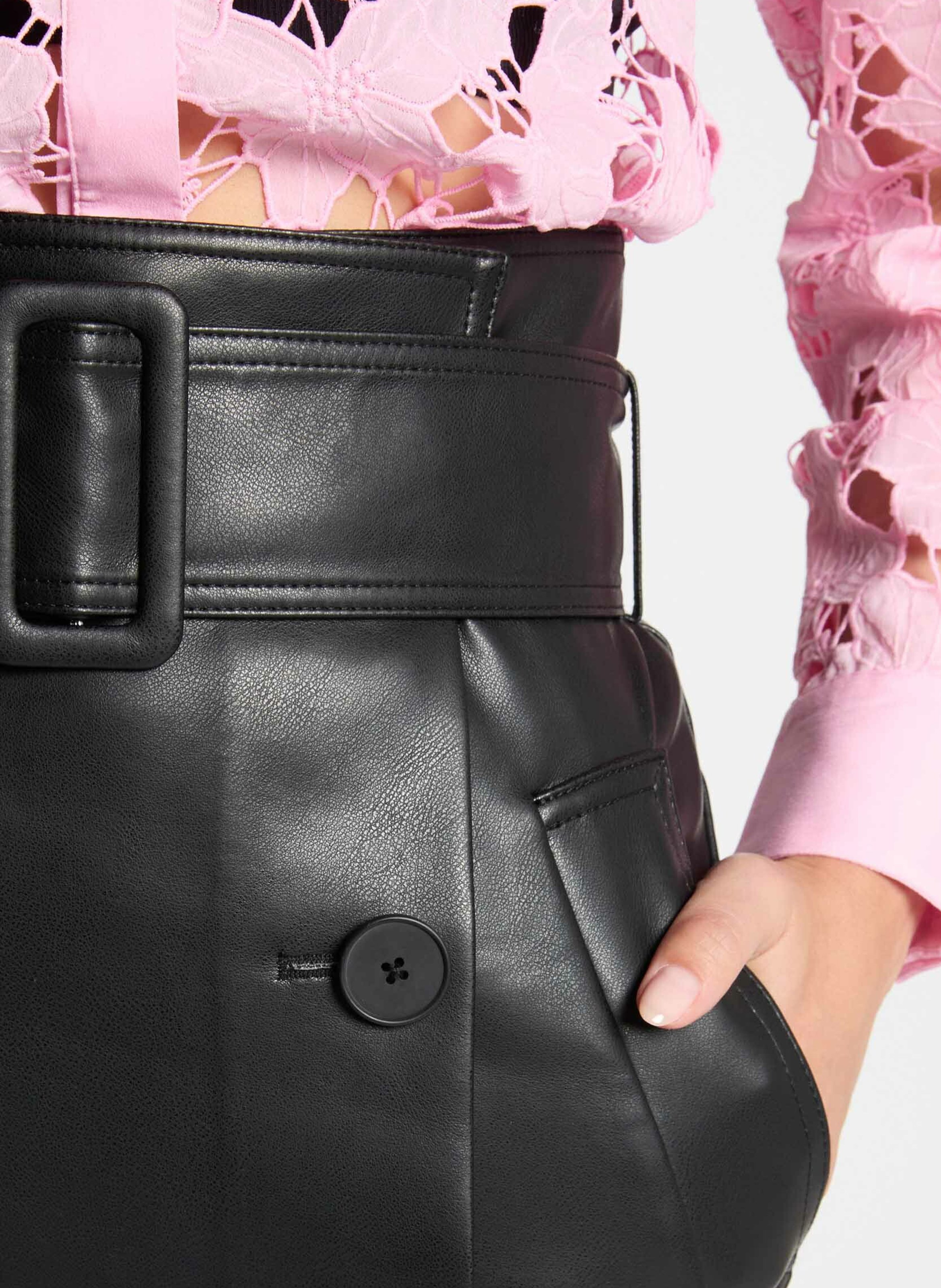 Long faux leather skirt MORGAN Black