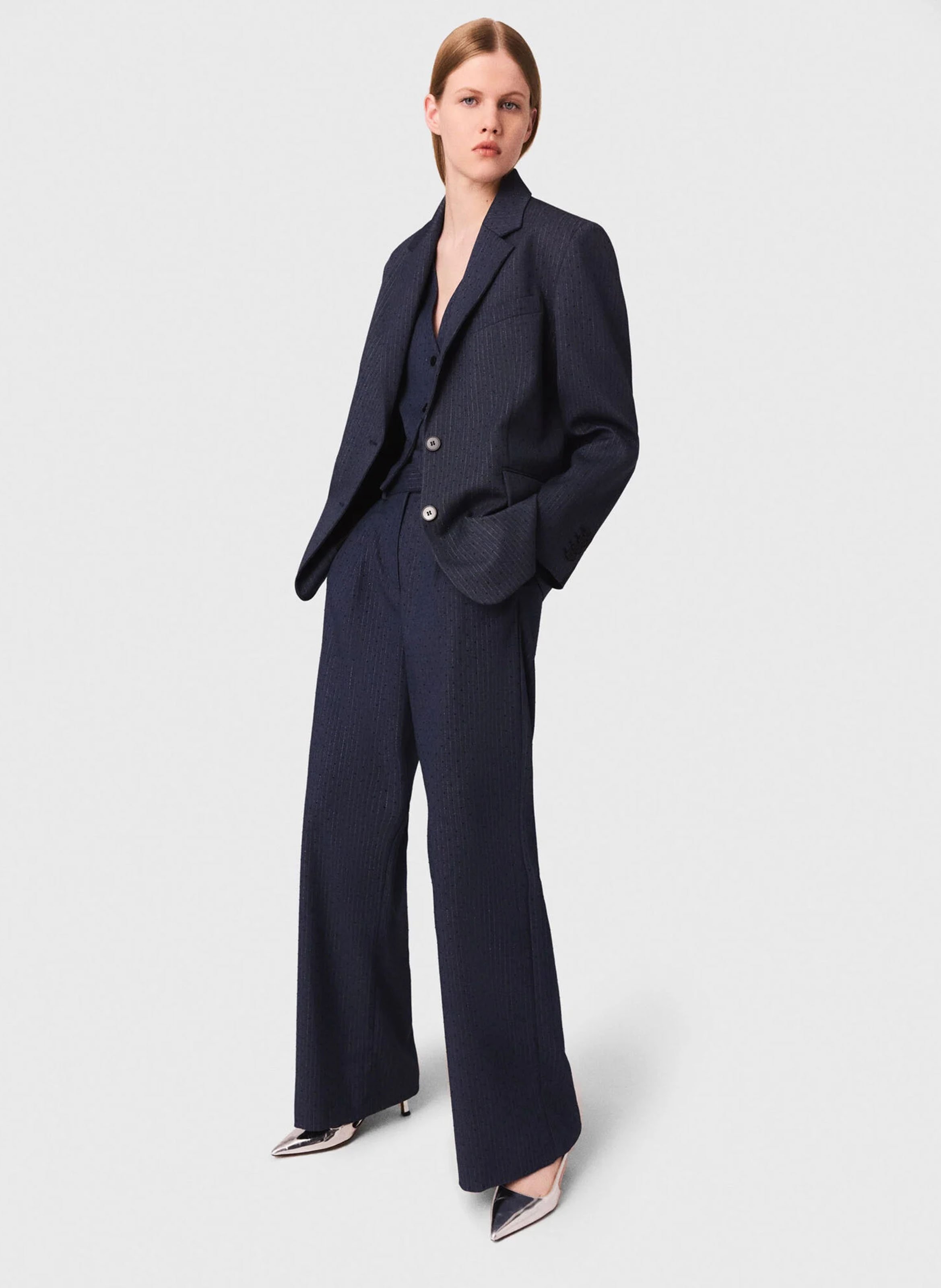 Striped suit jacket MAJE Blue