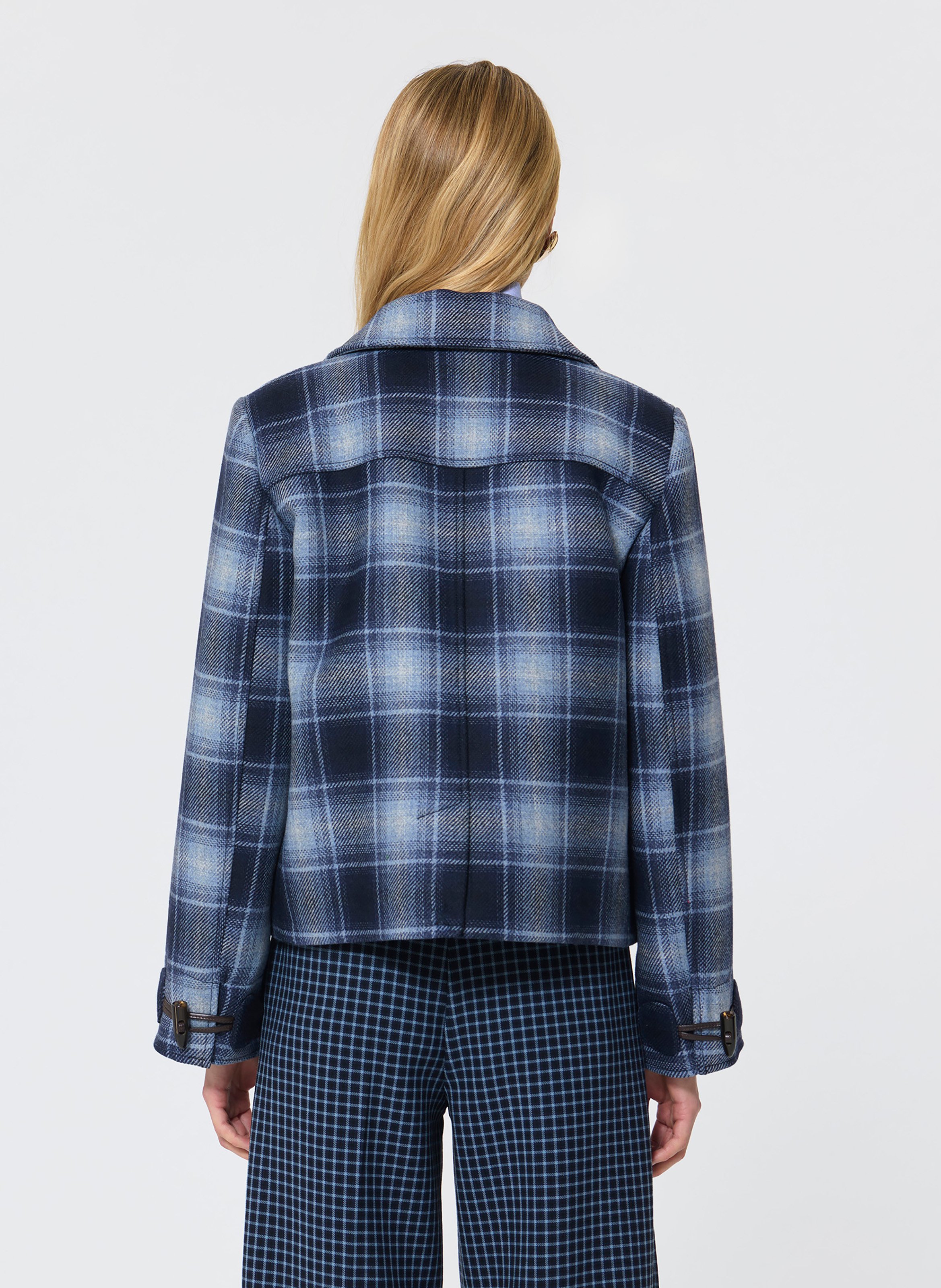 Short straight jacket with classic collar in blended wool TARA JARMON Blue