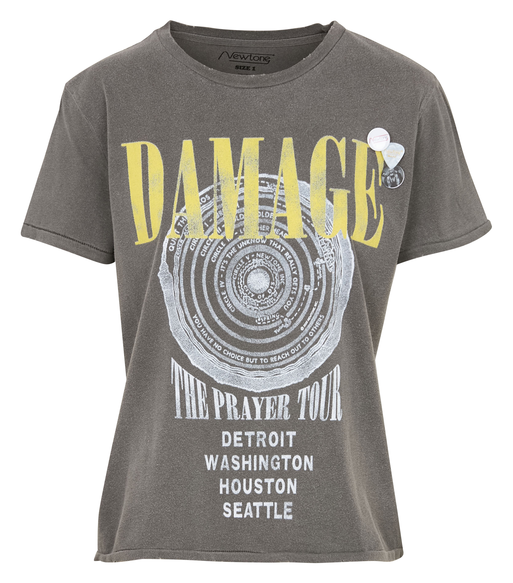 Straight round-neck cotton T-shirt with screen print NEWTONE Grey