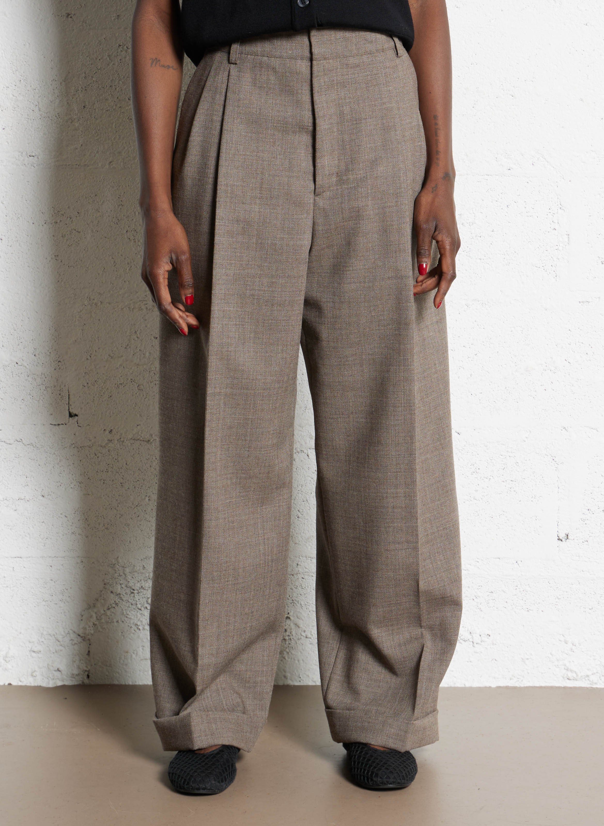 Wide wool trousers SOEUR Brown
